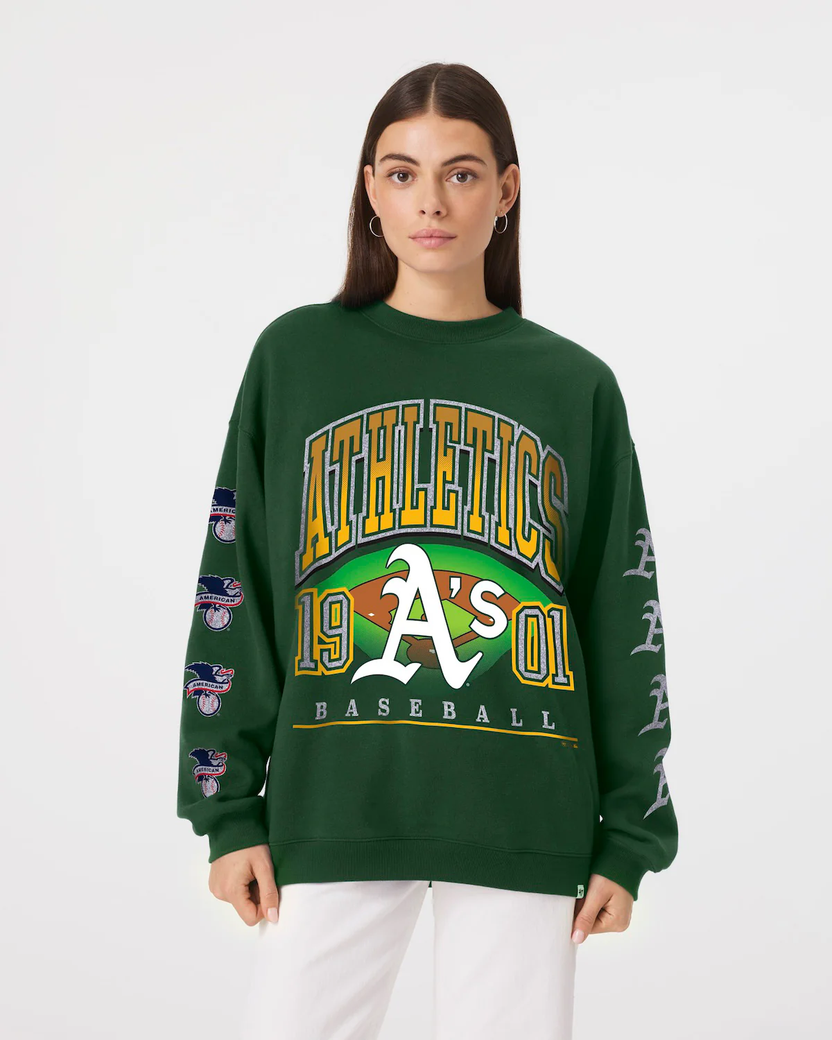 ATHLETICS BASEBALL GO BIG '47 OVERSIZED CREW WOMENS