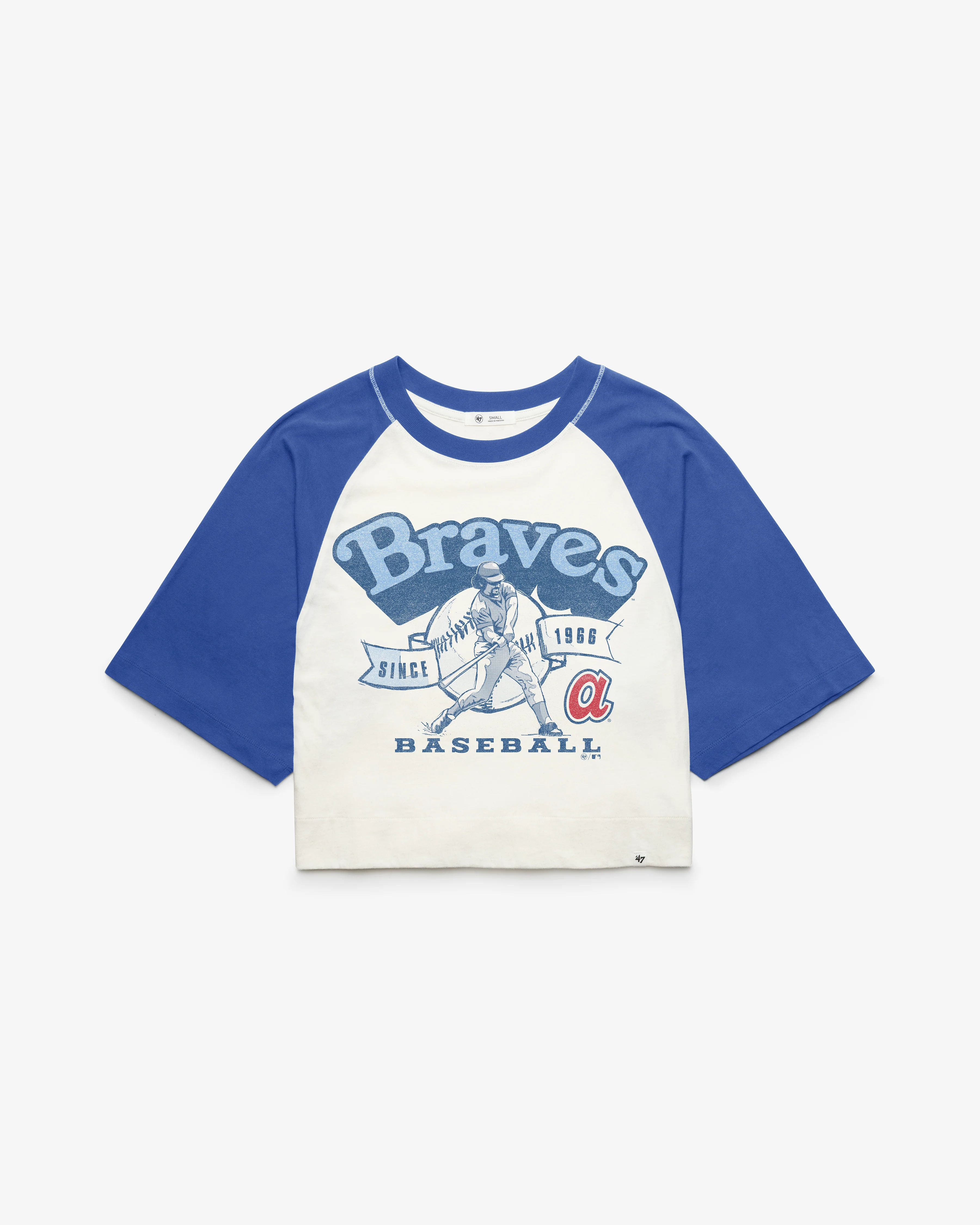 ATLANTA BRAVES COOPERSTOWN INFIELD SHIFT '47 RAGLAN CROP TEE WOMENS