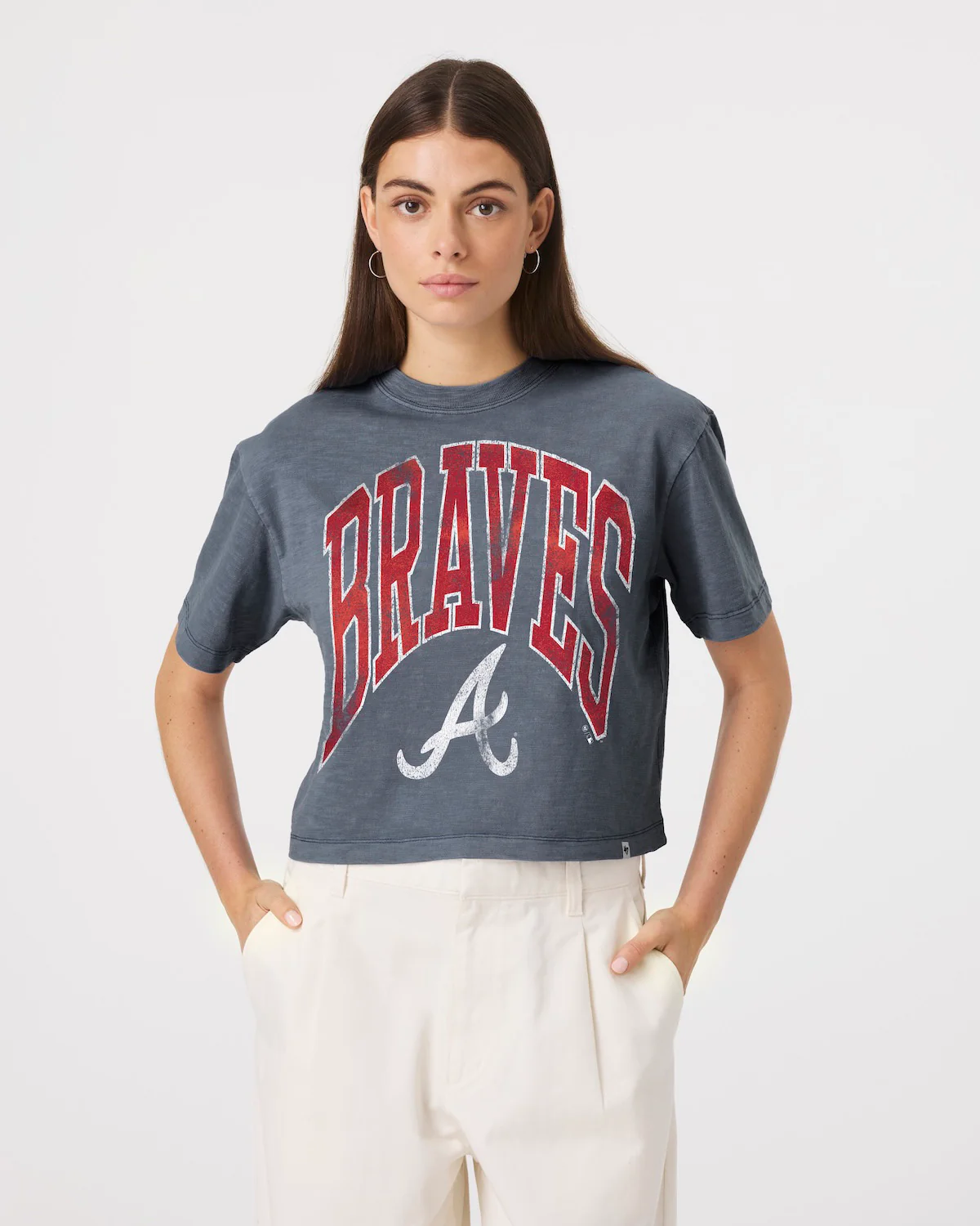 ATLANTA BRAVES MINDI HEAVY '47 SLUB CROP TEE WOMENS