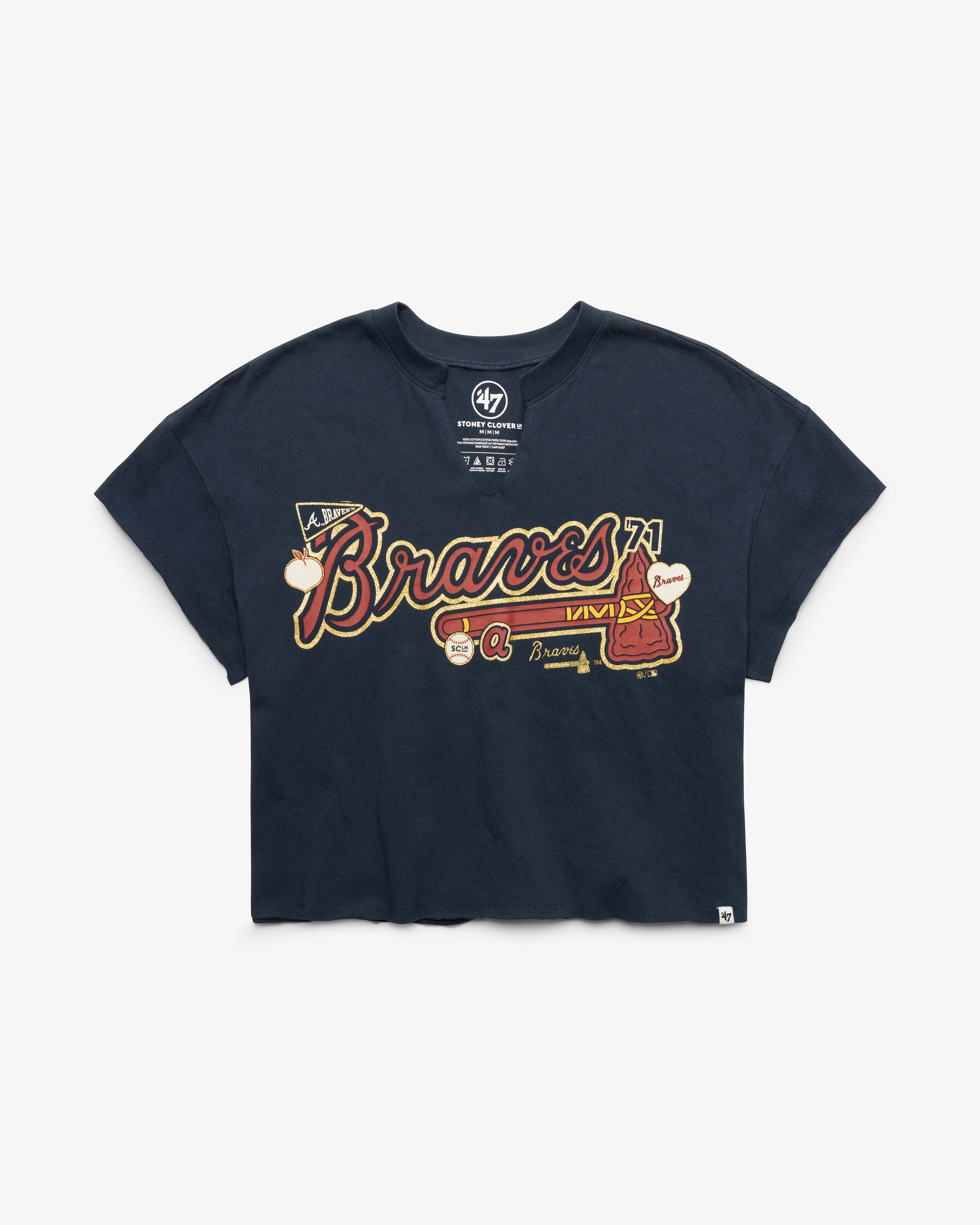 ATLANTA BRAVES STONEY CLOVER LANE X '47 OVERSIZED NOTCH NECK TEE WOMENS
