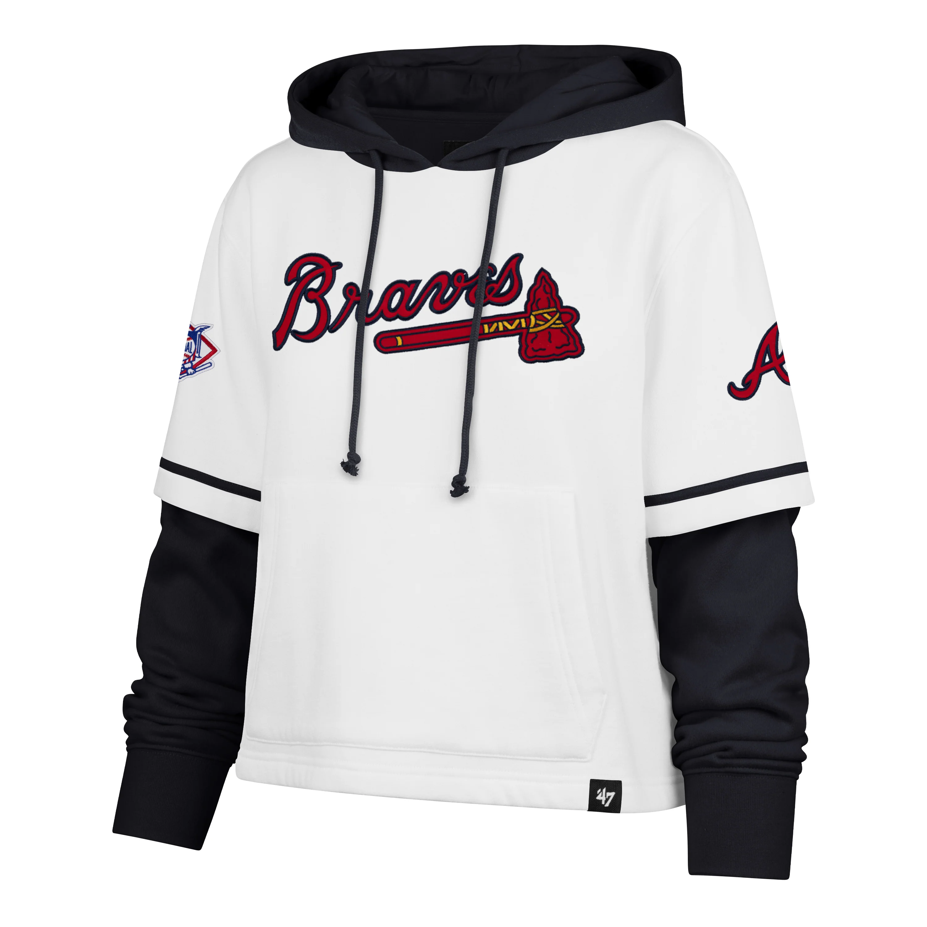 ATLANTA BRAVES TRIFECTA CROPPED '47 SHORTSTOP PULLOVER HOOD WOMENS