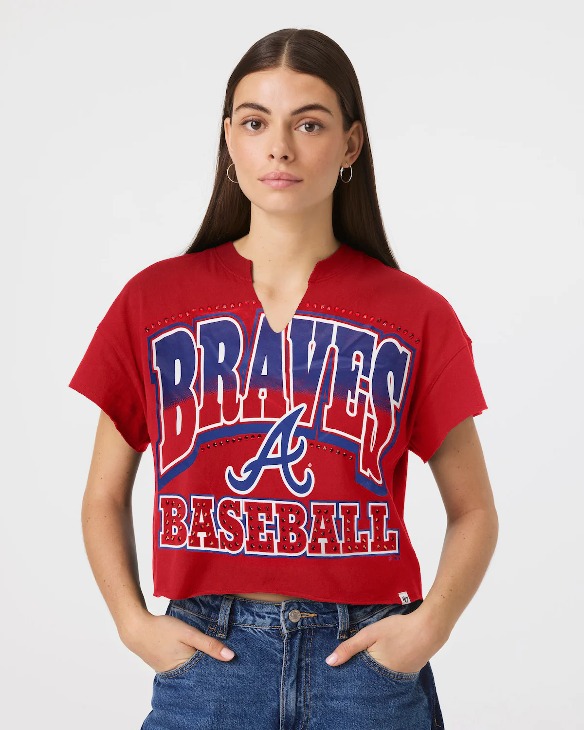 ATLANTA BRAVES WIN BIG '47 OVERSIZED NOTCH NECK TEE WOMENS