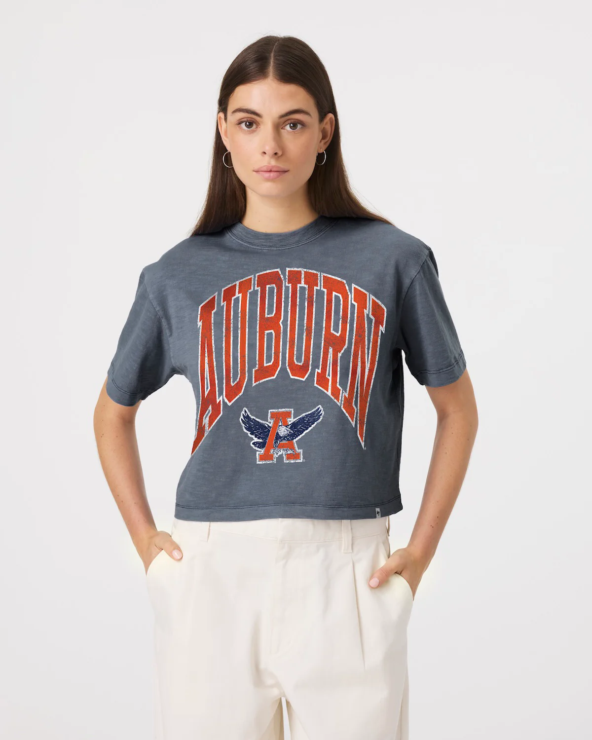 AUBURN TIGERS VINTAGE MINDI HEAVY '47 SLUB CROP TEE WOMENS