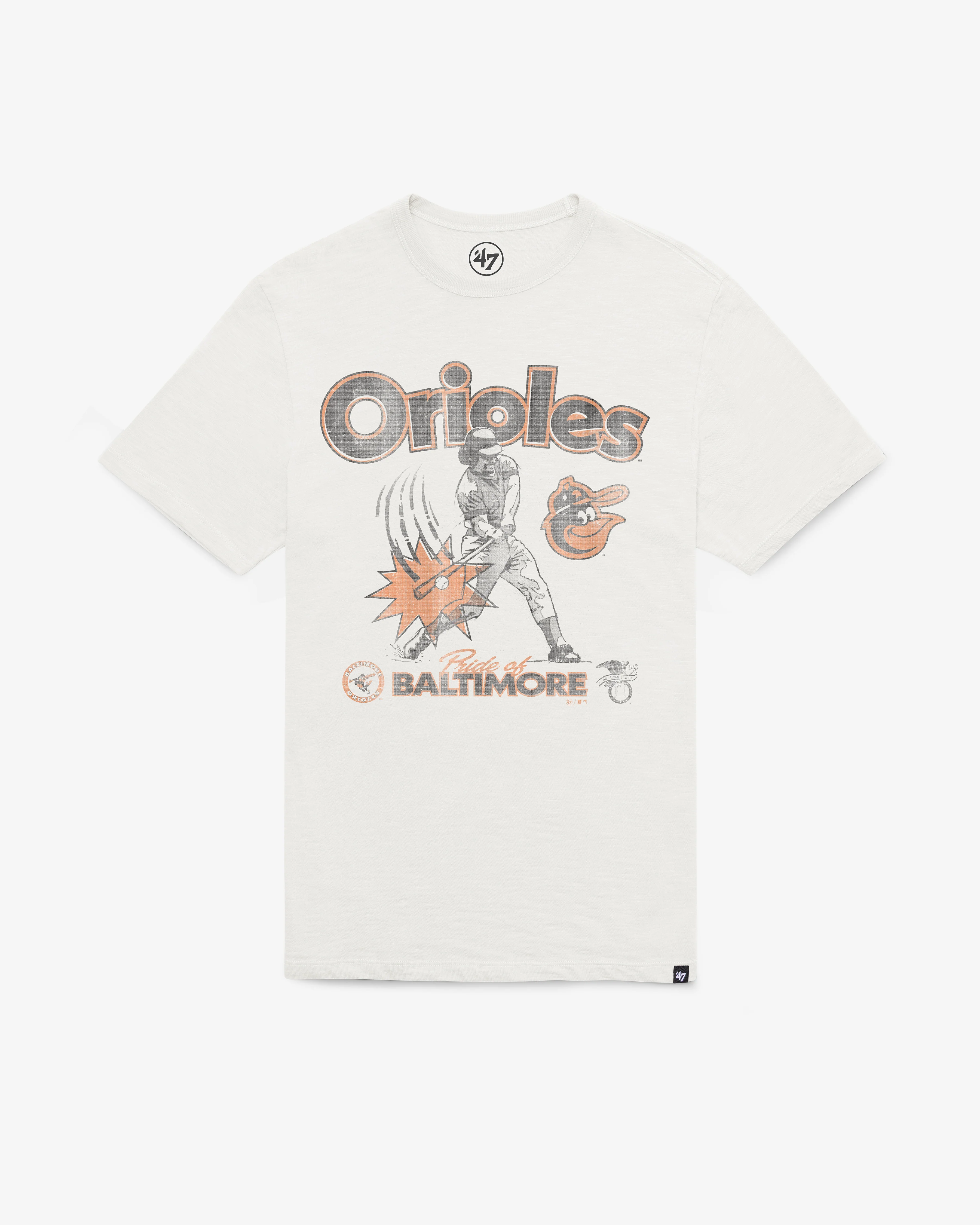 BALTIMORE ORIOLES COOPERSTOWN SWINGIN' '47 SCRUM TEE