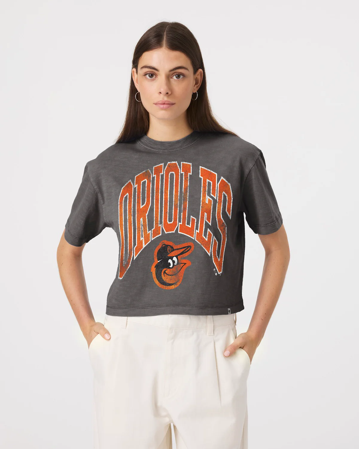 BALTIMORE ORIOLES MINDI HEAVY '47 SLUB CROP TEE WOMENS