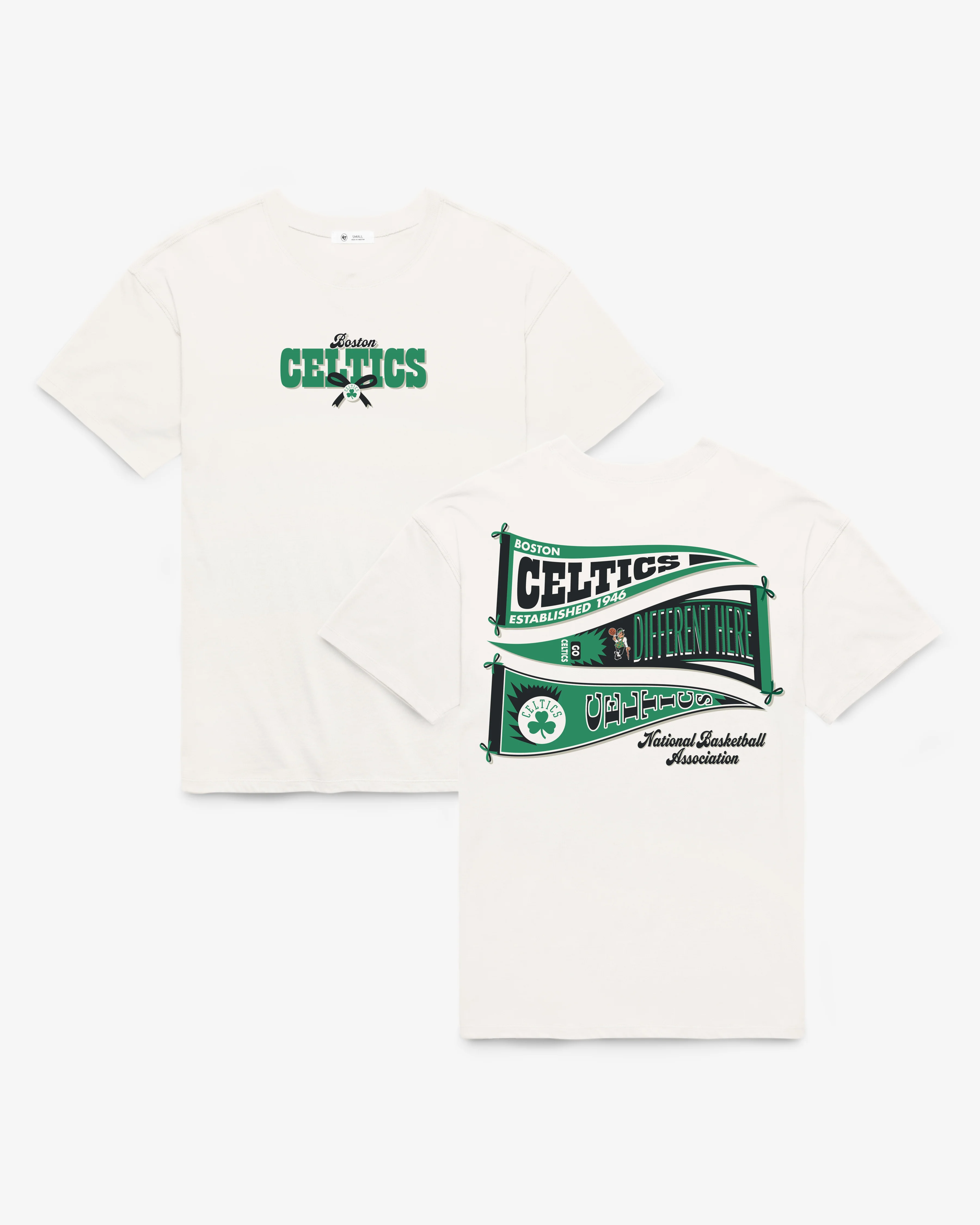 BOSTON CELTICS BOW AND BANNER BACKER '47 SADIE TEE WOMENS