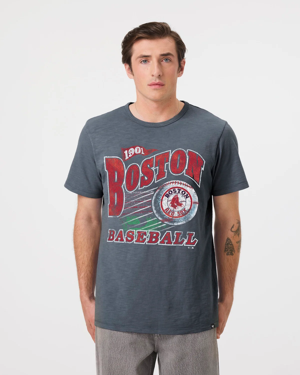 BOSTON RED SOX COOPERSTOWN GAME WORN HEAVY '47 SLUB TEE