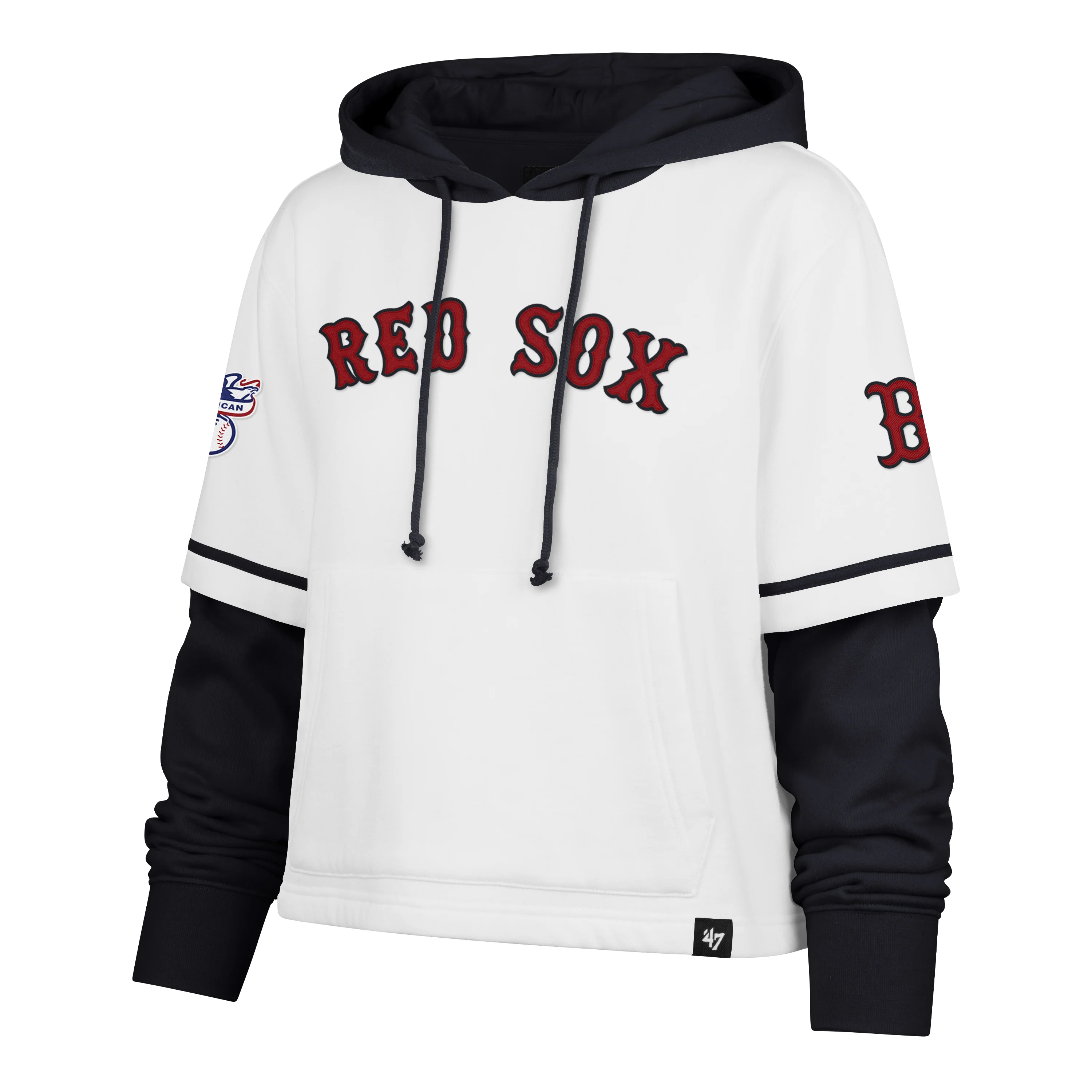 BOSTON RED SOX TRIFECTA CROPPED '47 SHORTSTOP PULLOVER HOOD WOMENS