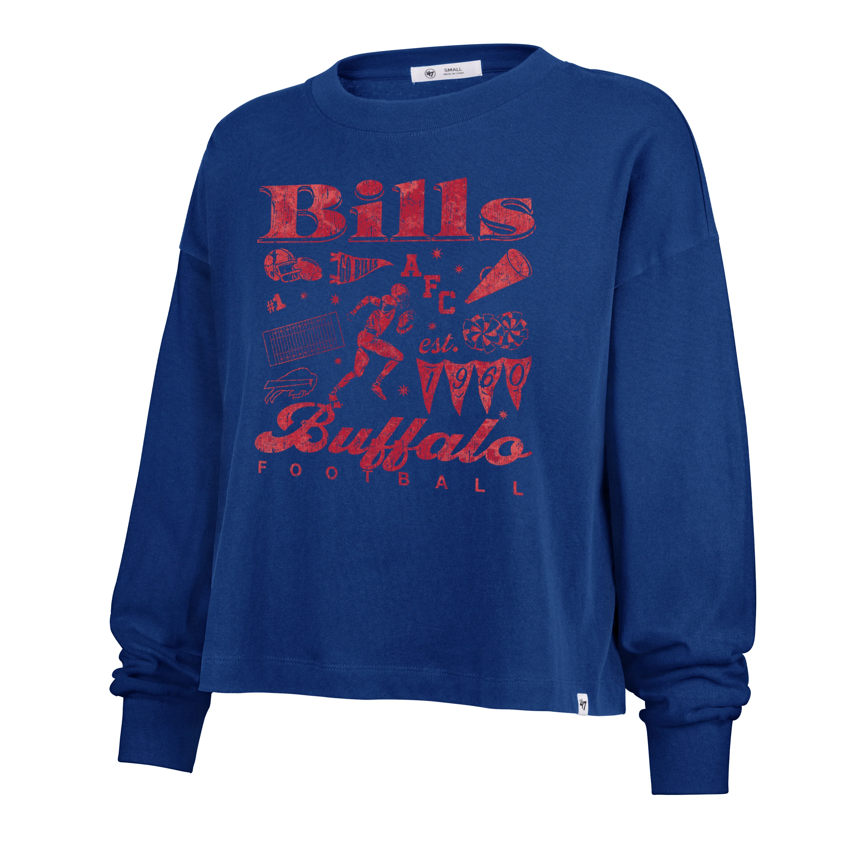 BUFFALO BILLS TEAM COLLAGE '47 SYDNEY LONG SLEEVE TEE WOMENS