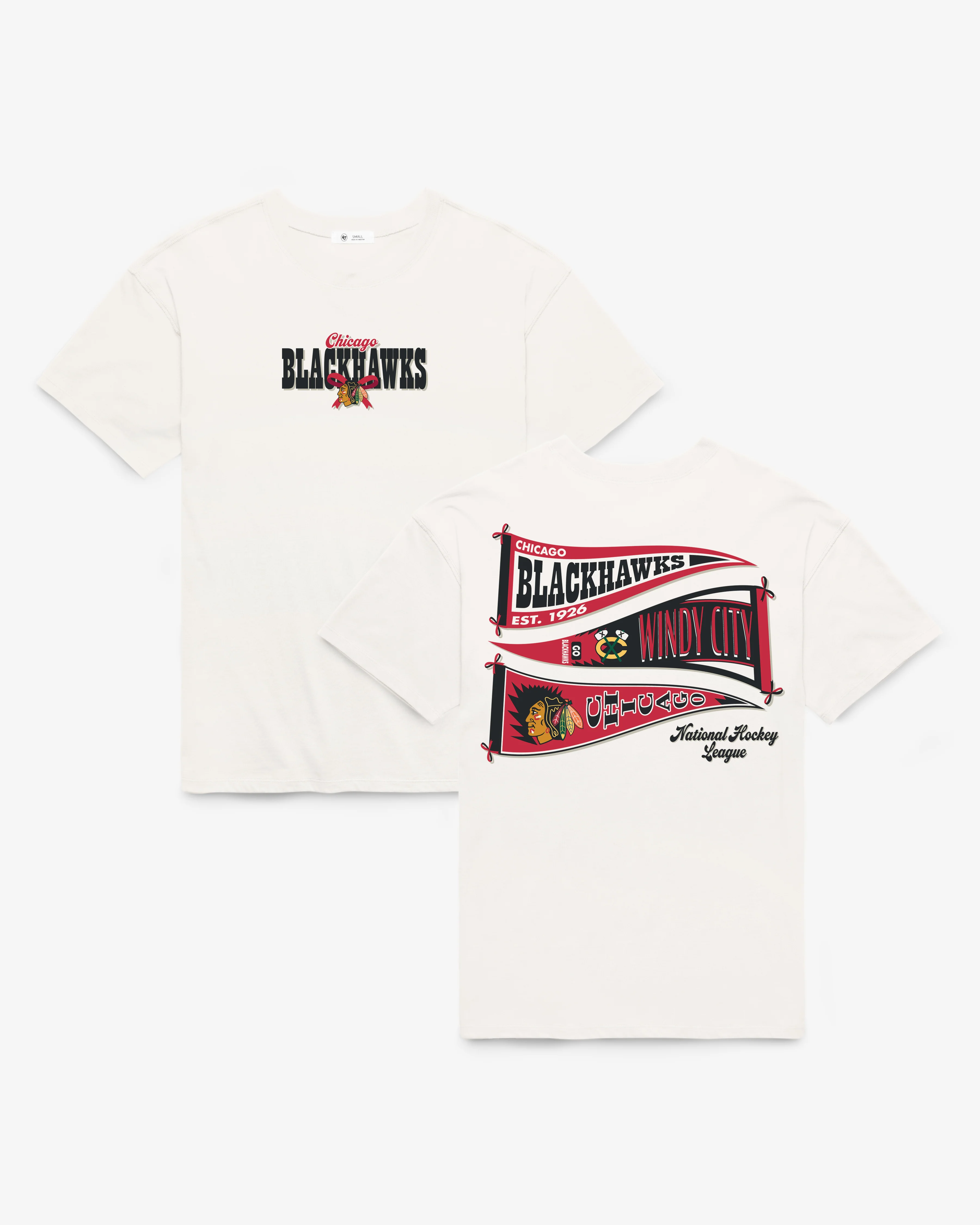 CHICAGO BLACKHAWKS BOW AND BANNER BACKER '47 SADIE TEE WOMENS