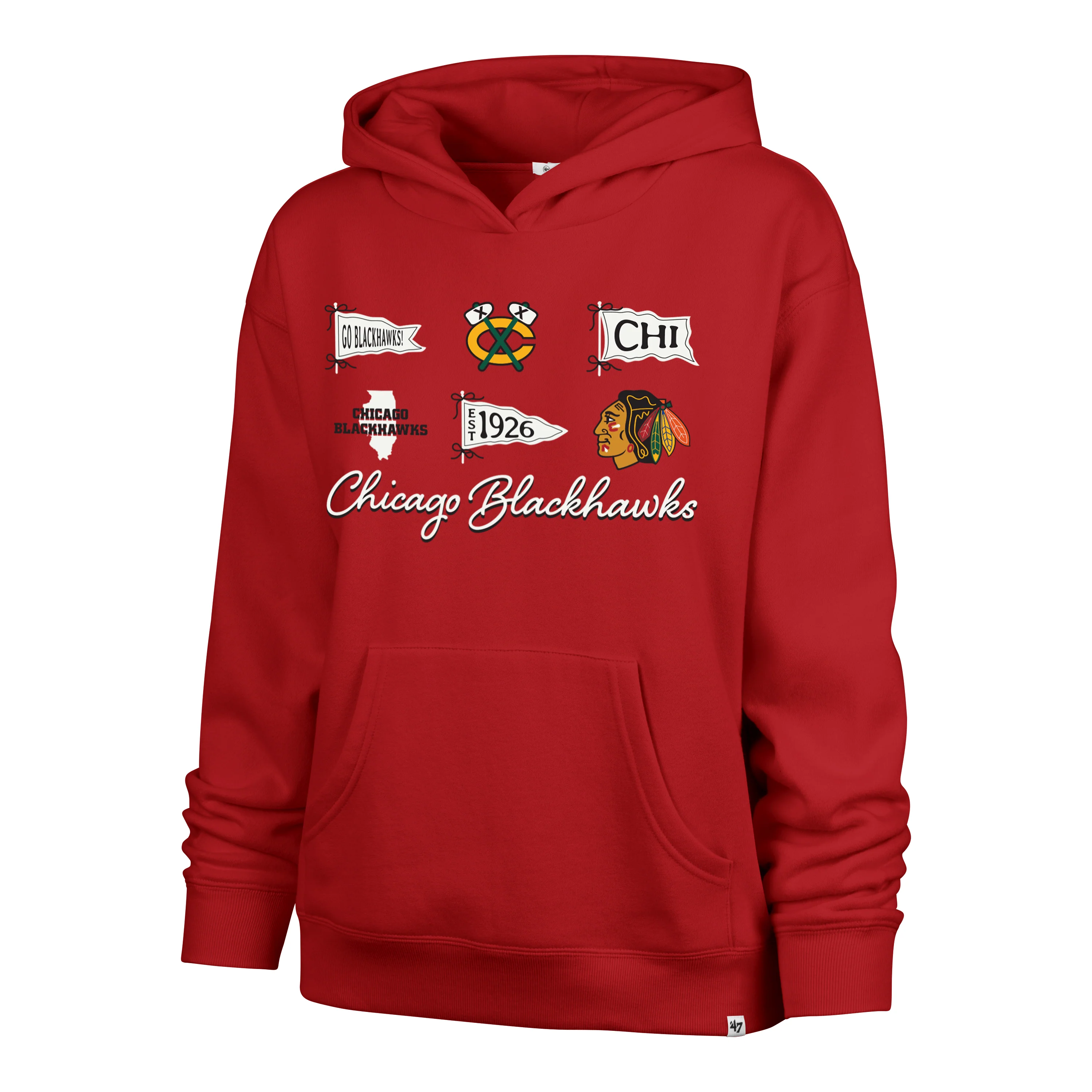 CHICAGO BLACKHAWKS BOW AND BANNERS '47 NAOMI HOOD WOMENS