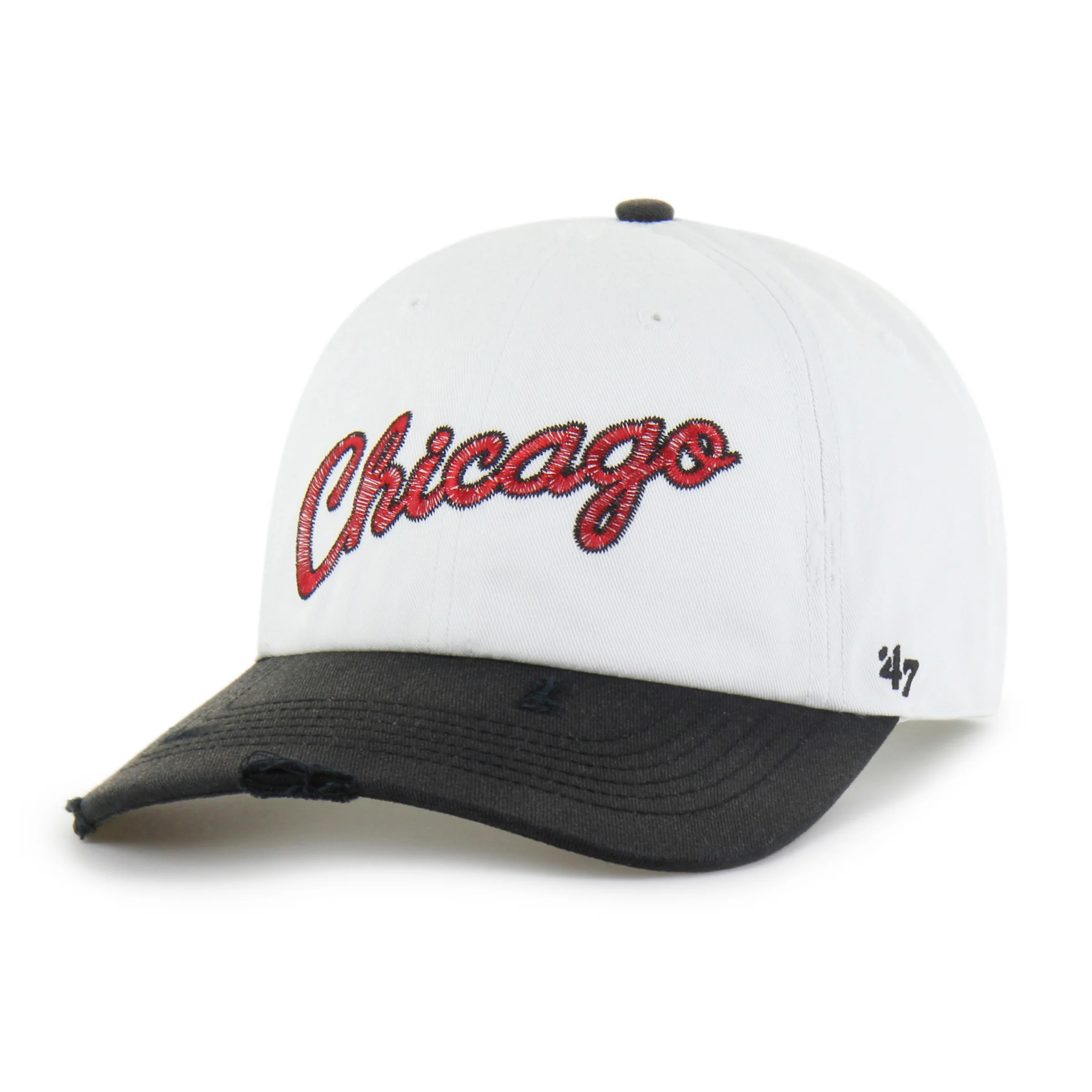 CHICAGO BULLS HARDWOOD CLASSICS WORN SCRIPT '47 CLEAN UP MF MID FIT