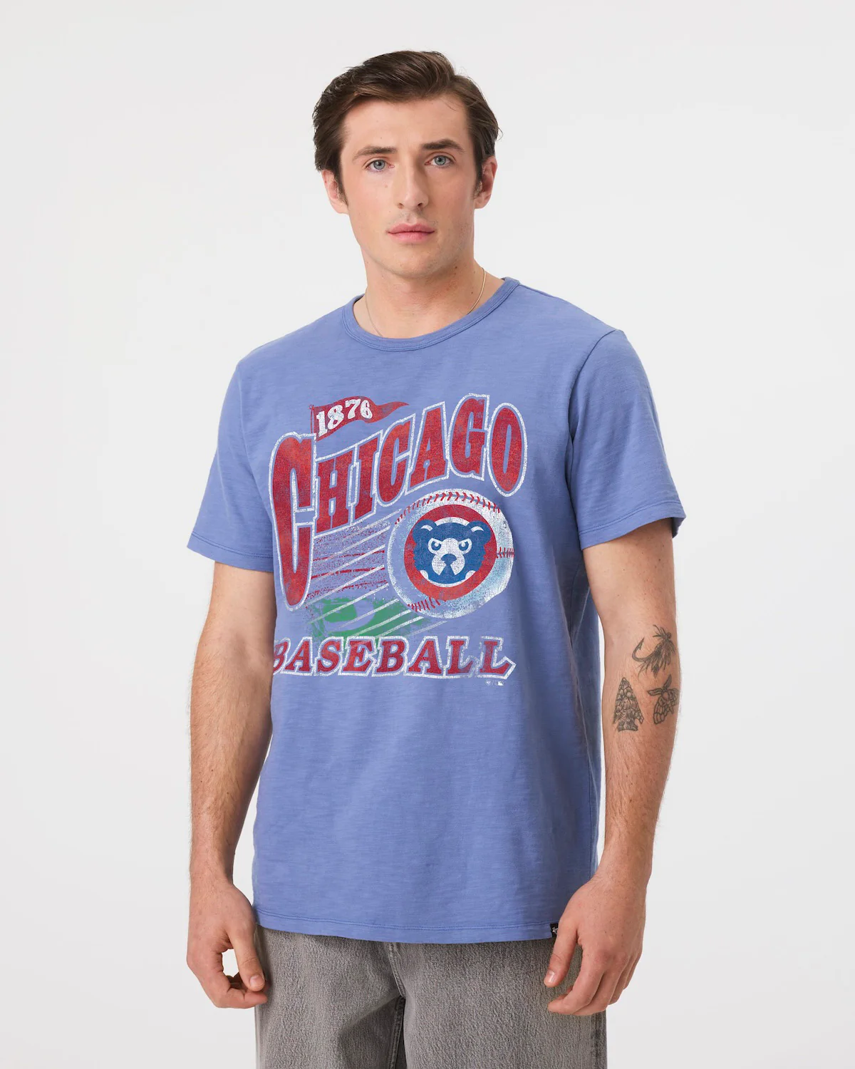 CHICAGO CUBS COOPERSTOWN GAME WORN HEAVY '47 SLUB TEE