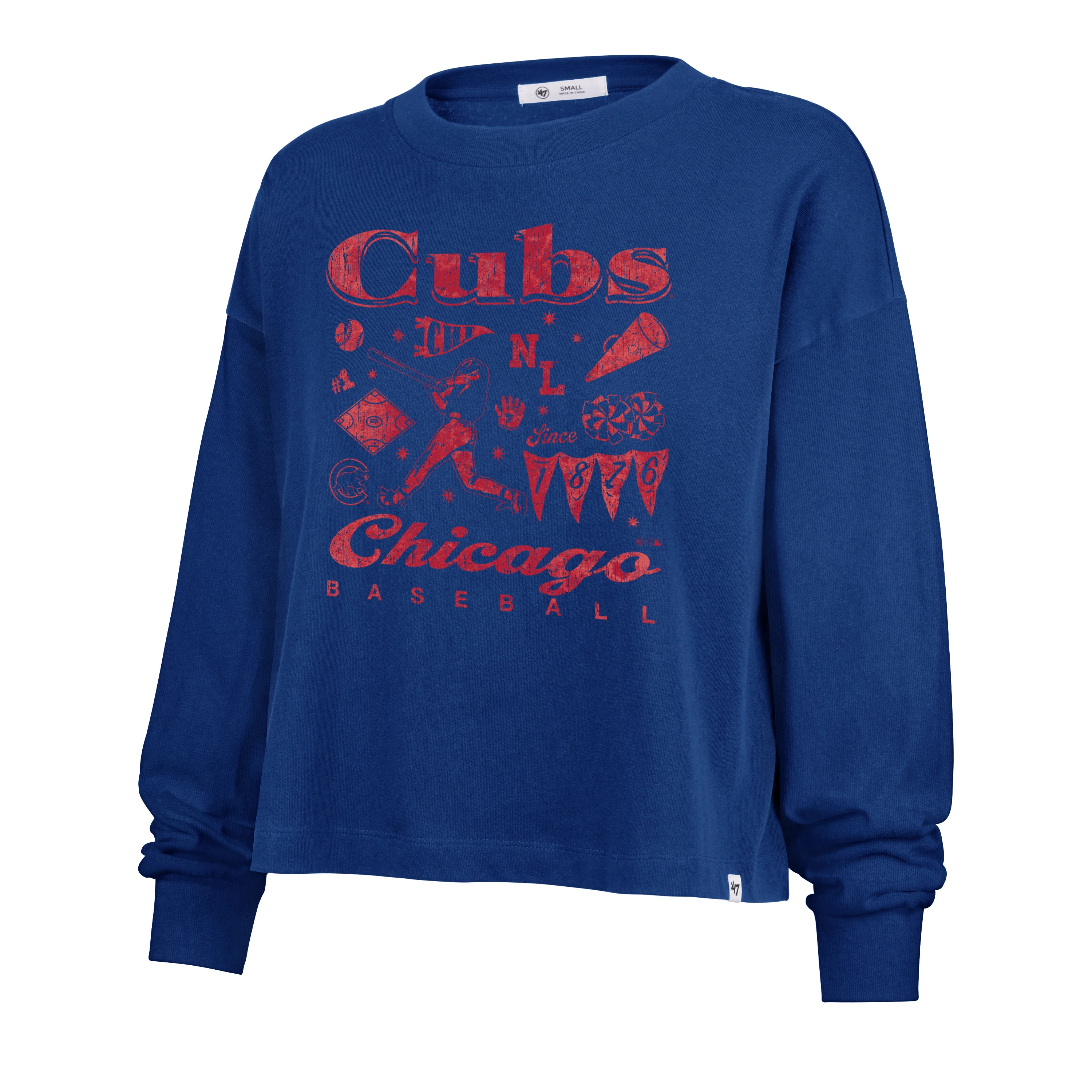 CHICAGO CUBS TEAM COLLAGE '47 SYDNEY LONG SLEEVE TEE WOMENS