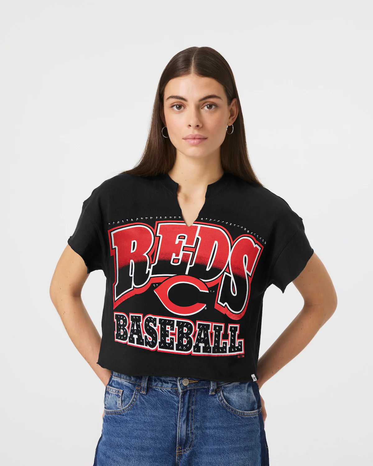 CINCINNATI REDS WIN BIG '47 OVERSIZED NOTCH NECK TEE WOMENS