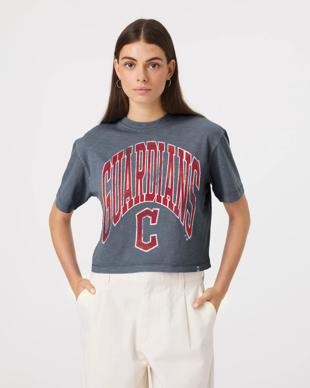 CLEVELAND GUARDIANS MINDI HEAVY '47 SLUB CROP TEE WOMENS