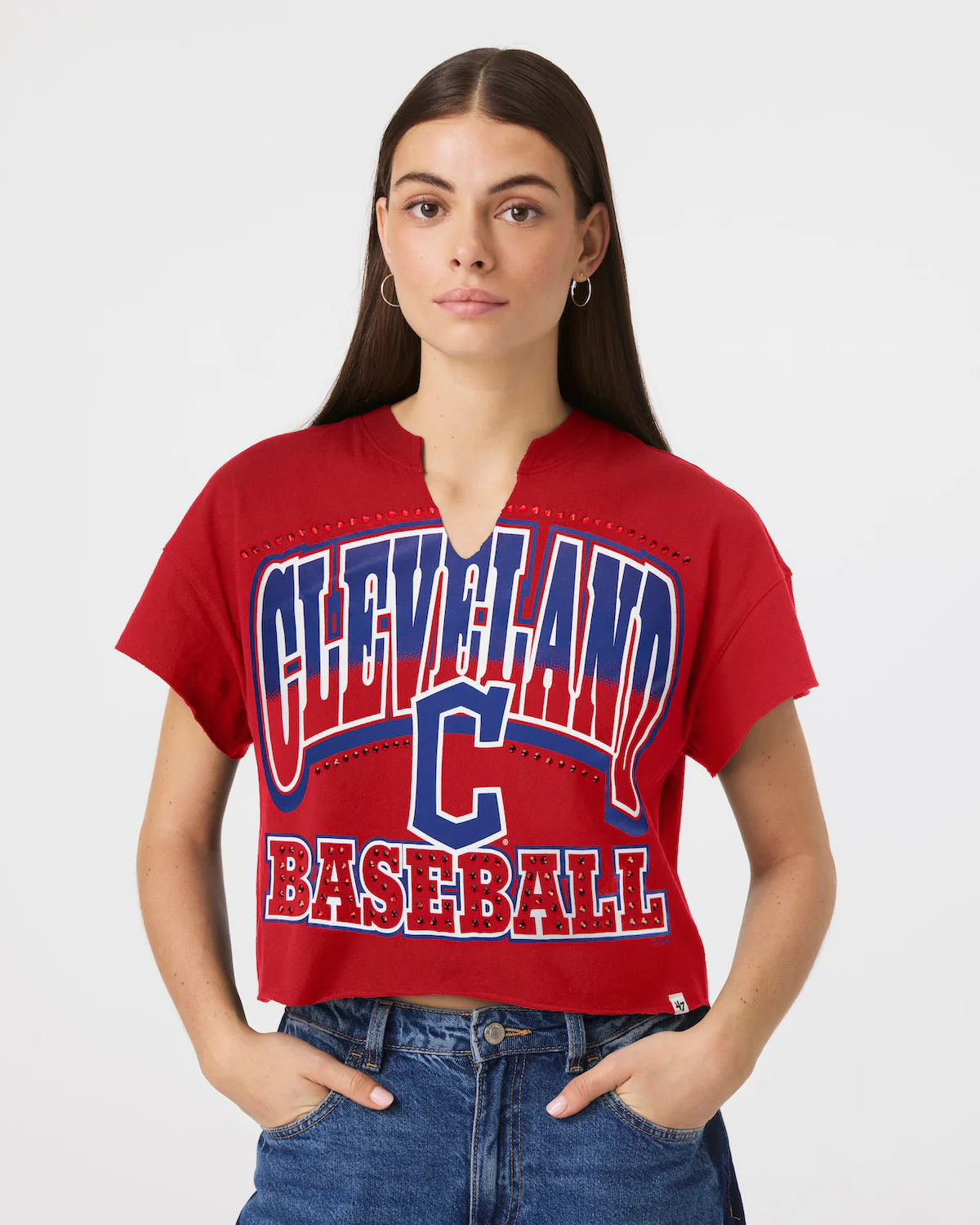 CLEVELAND GUARDIANS WIN BIG '47 OVERSIZED NOTCH NECK TEE WOMENS