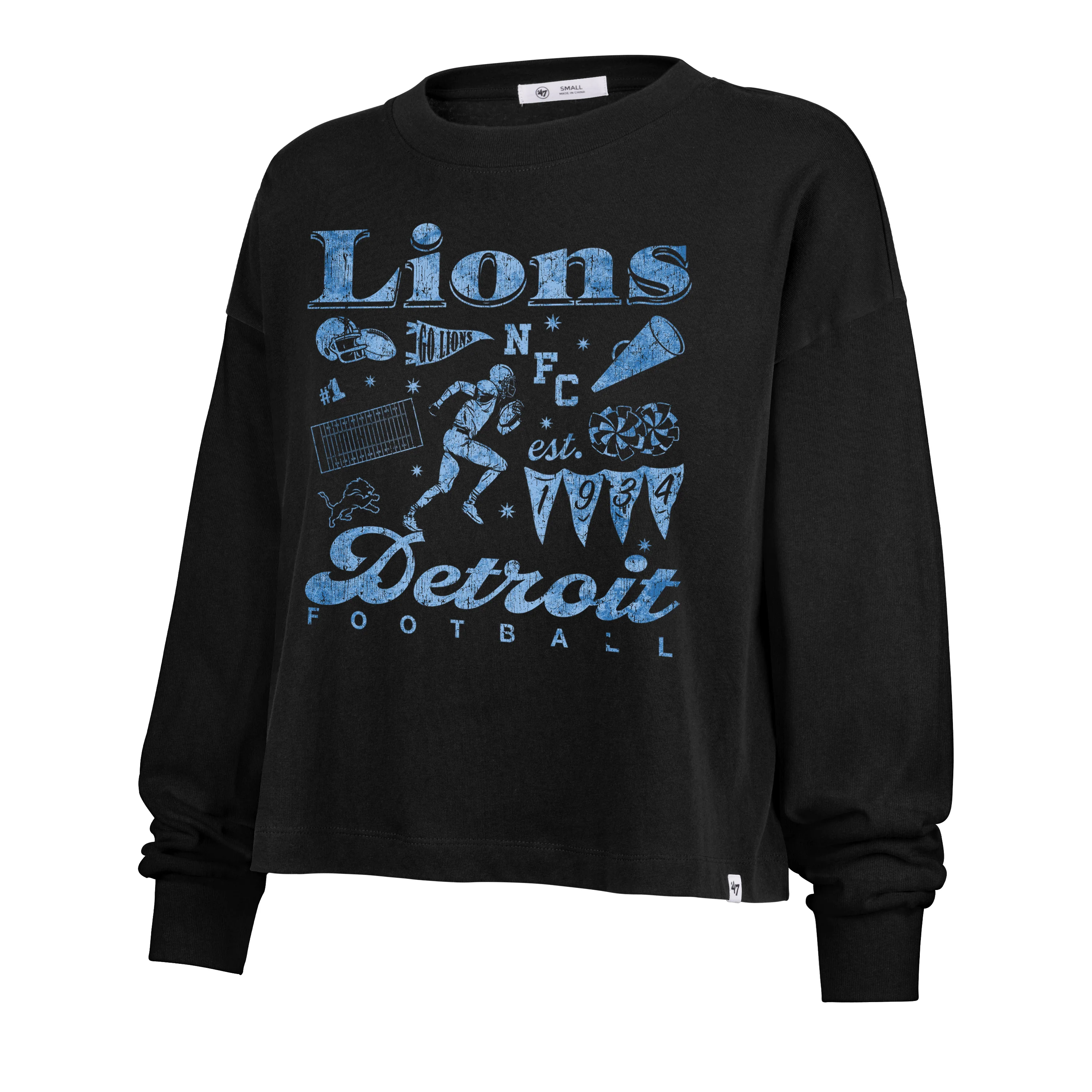 DETROIT LIONS TEAM COLLAGE '47 SYDNEY LONG SLEEVE TEE WOMENS