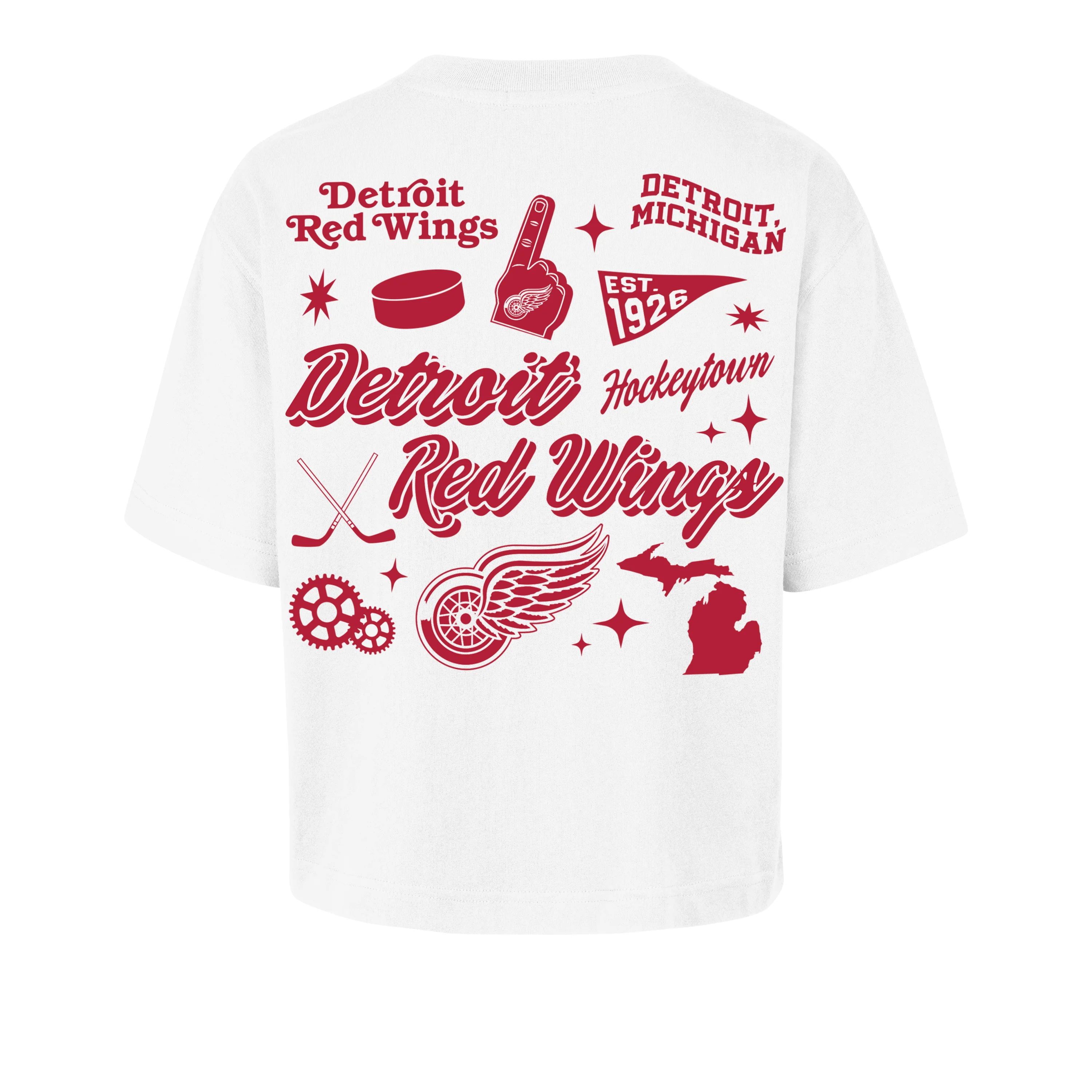 DETROIT RED WINGS COLLAGE SCRIPT '47 REED CITY TEE WOMENS - Image 2