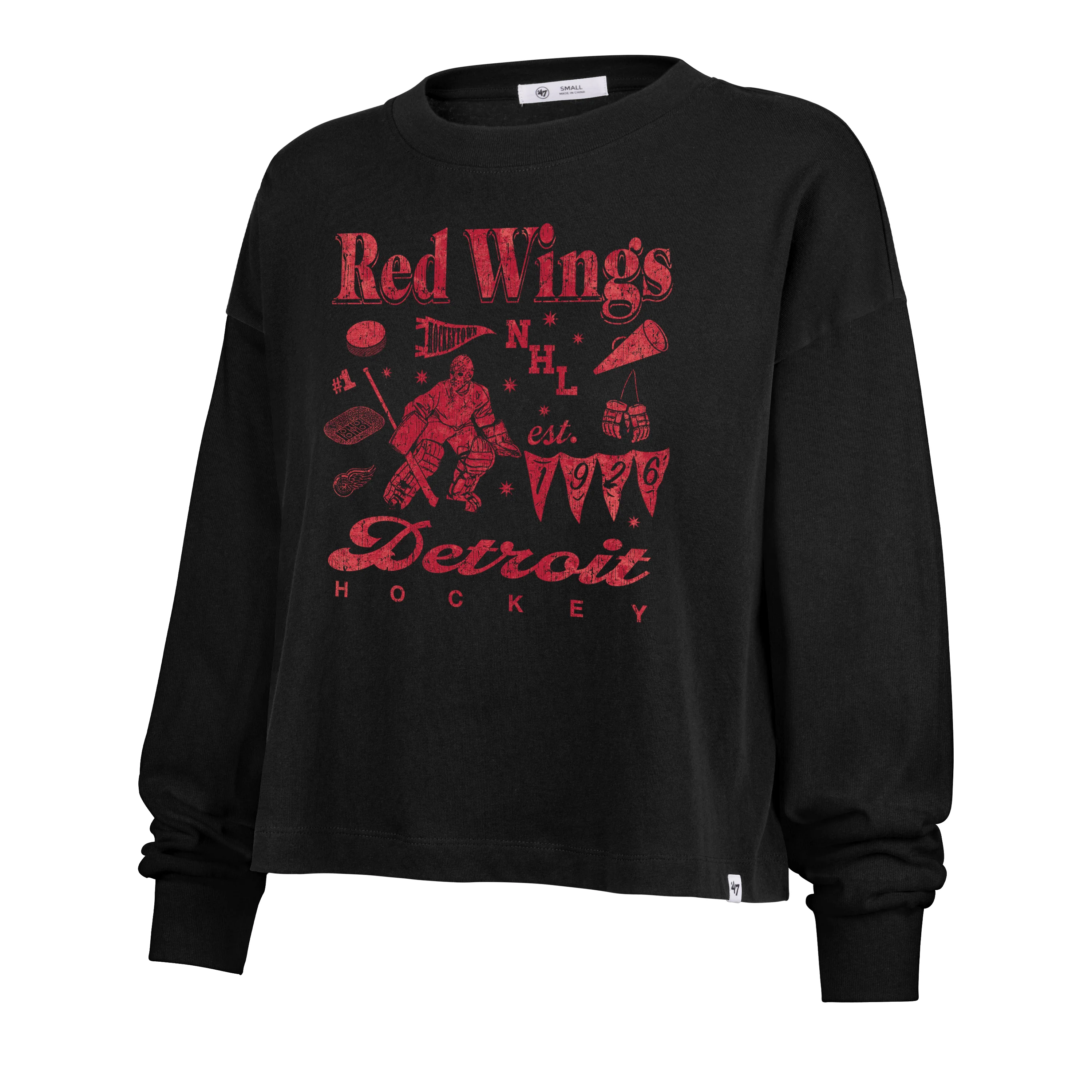 DETROIT RED WINGS TEAM COLLAGE '47 SYDNEY LONG SLEEVE TEE WOMENS