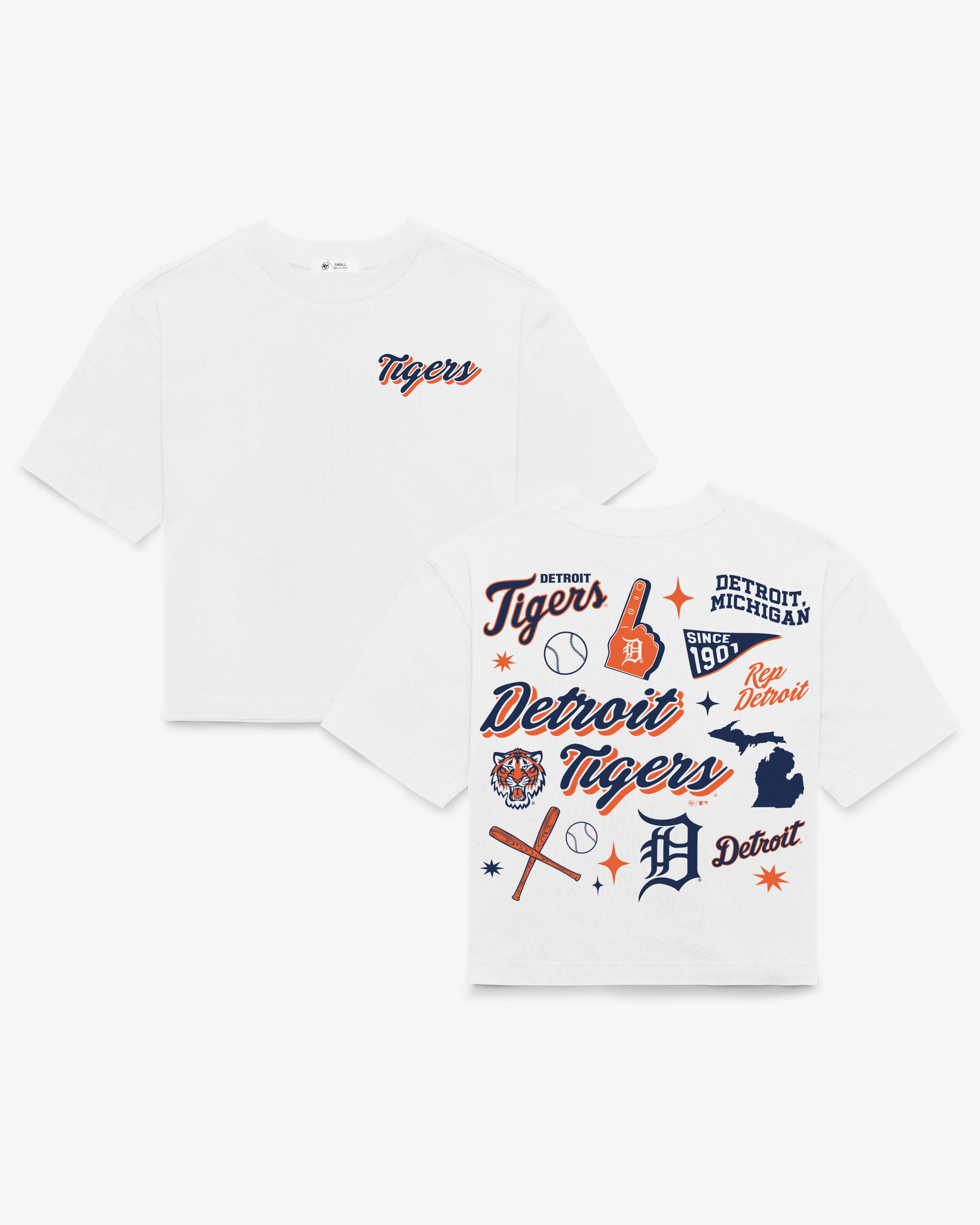DETROIT TIGERS COLLAGE SCRIPT '47 REED CITY TEE WOMENS