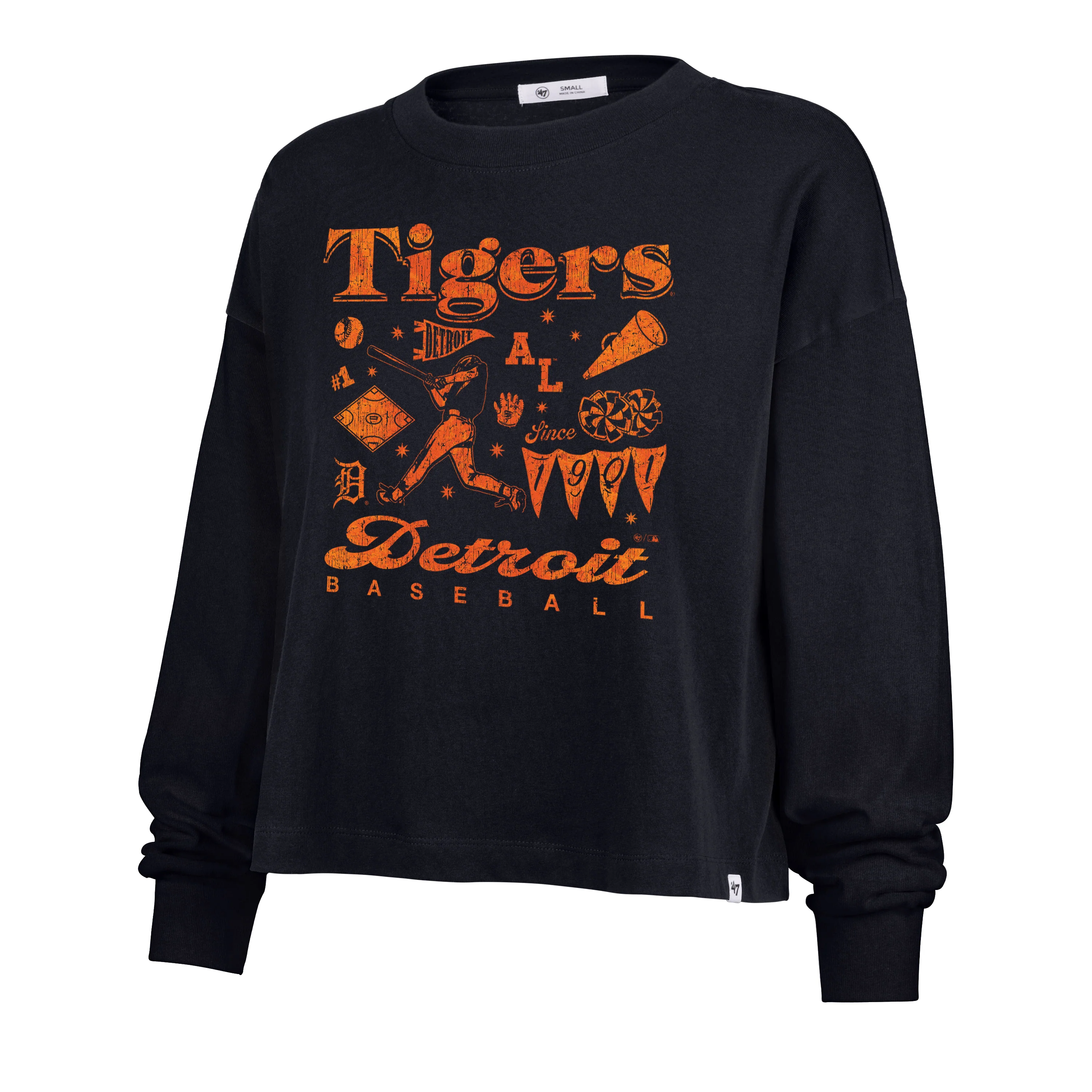 DETROIT TIGERS TEAM COLLAGE '47 SYDNEY LONG SLEEVE TEE WOMENS