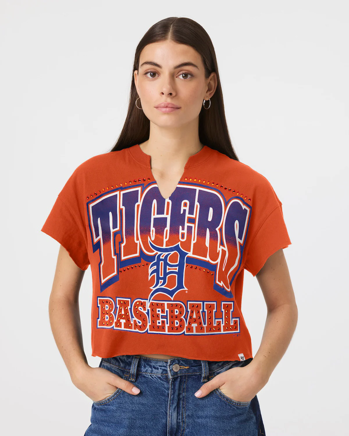 DETROIT TIGERS WIN BIG '47 OVERSIZED NOTCH NECK TEE WOMENS