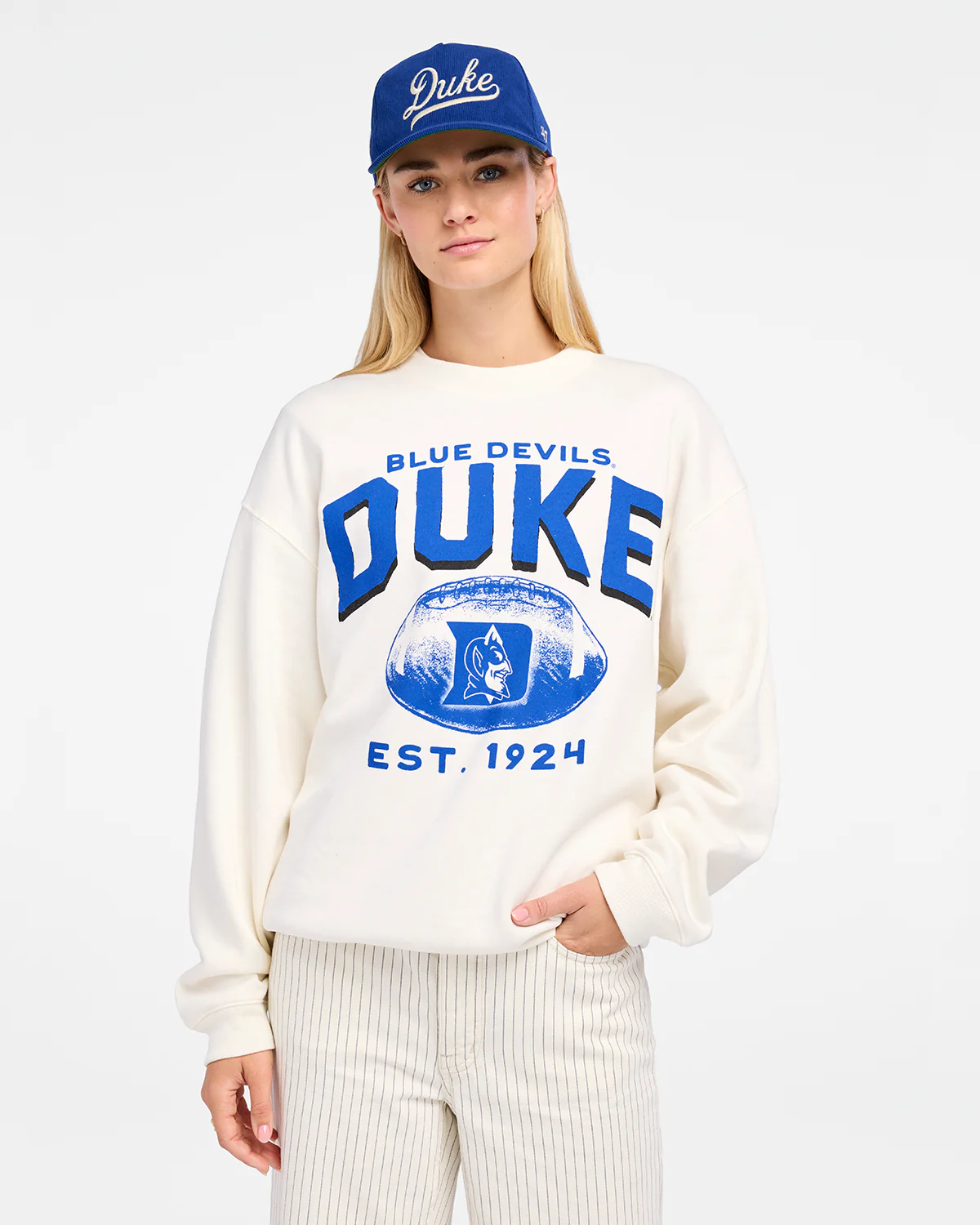 DUKE BLUE DEVILS ARCH CLOUD '47 OVERSIZED CREW WOMENS