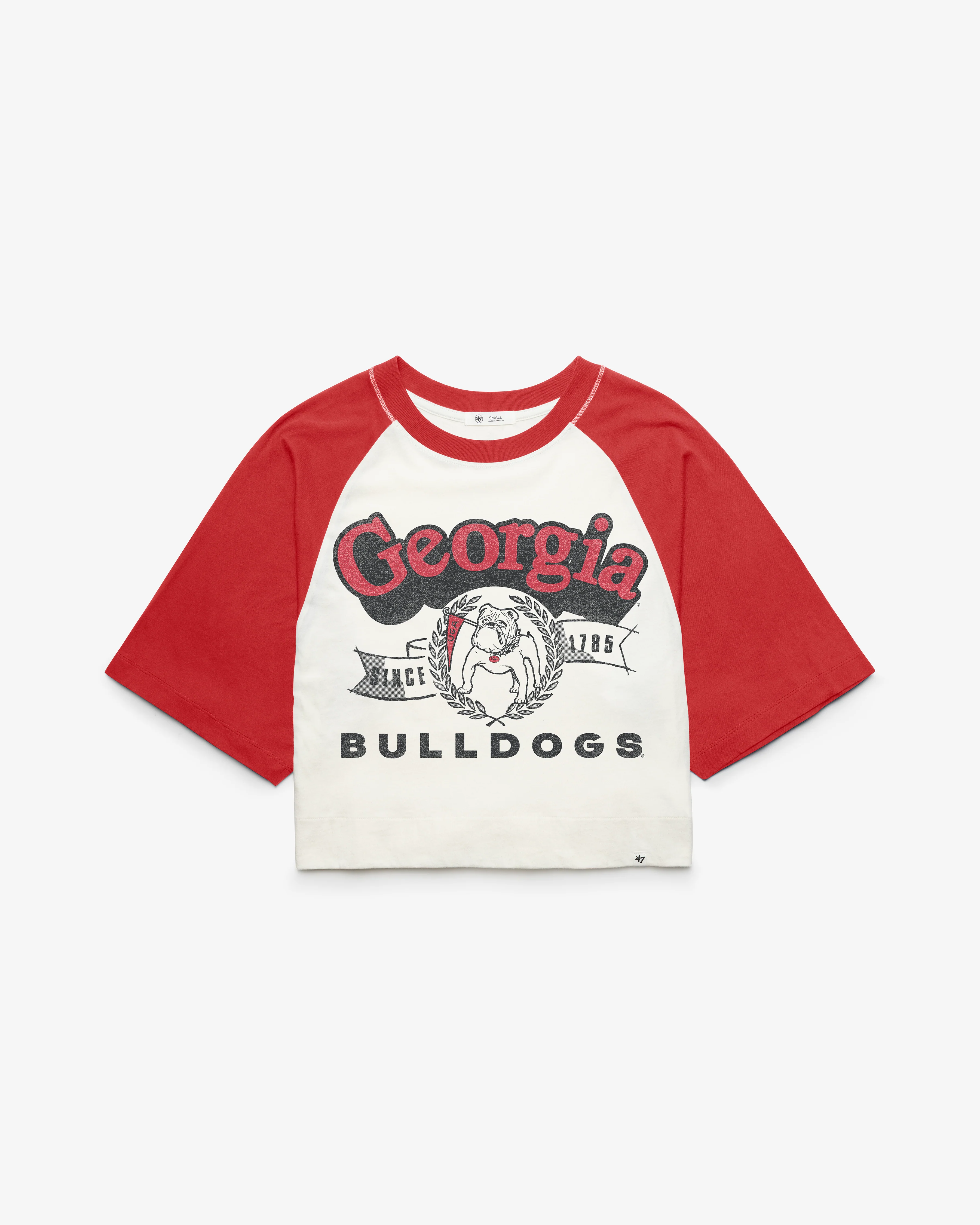 GEORGIA BULLDOGS VINTAGE INFIELD SHIFT '47 RAGLAN CROP TEE WOMENS