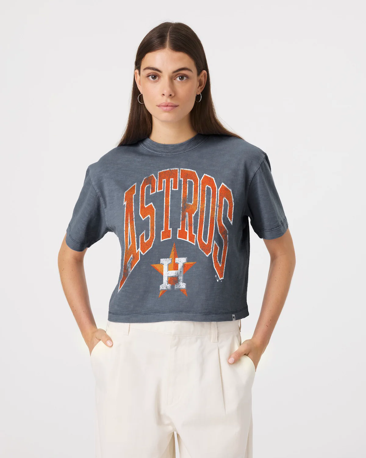 HOUSTON ASTROS MINDI HEAVY '47 SLUB CROP TEE WOMENS