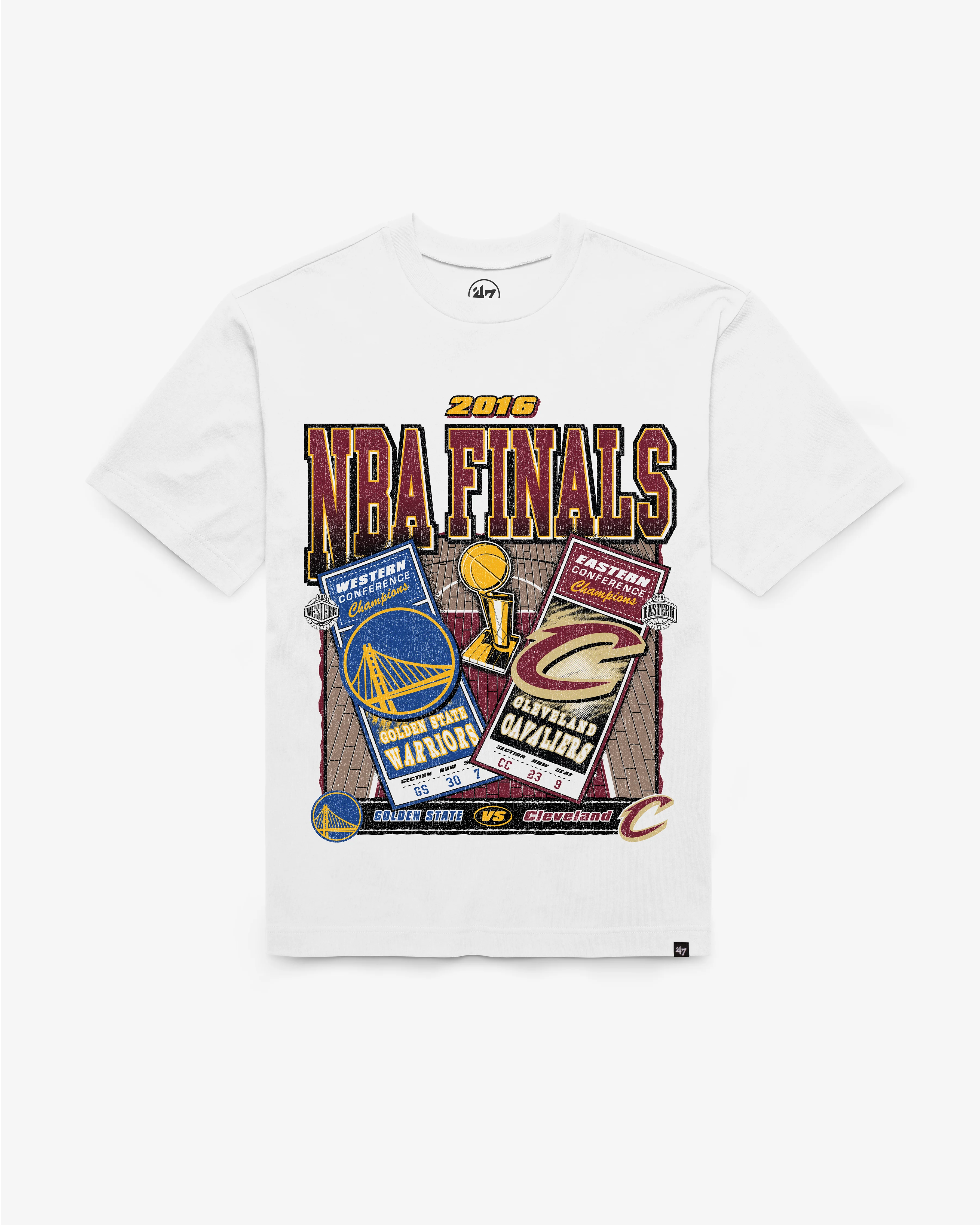GOLDEN STATE WARRIORS VS. CLEVELAND CAVALIERS NBA FINALS DUELING COURT MATCHUP '47 FOUNDATION TEE