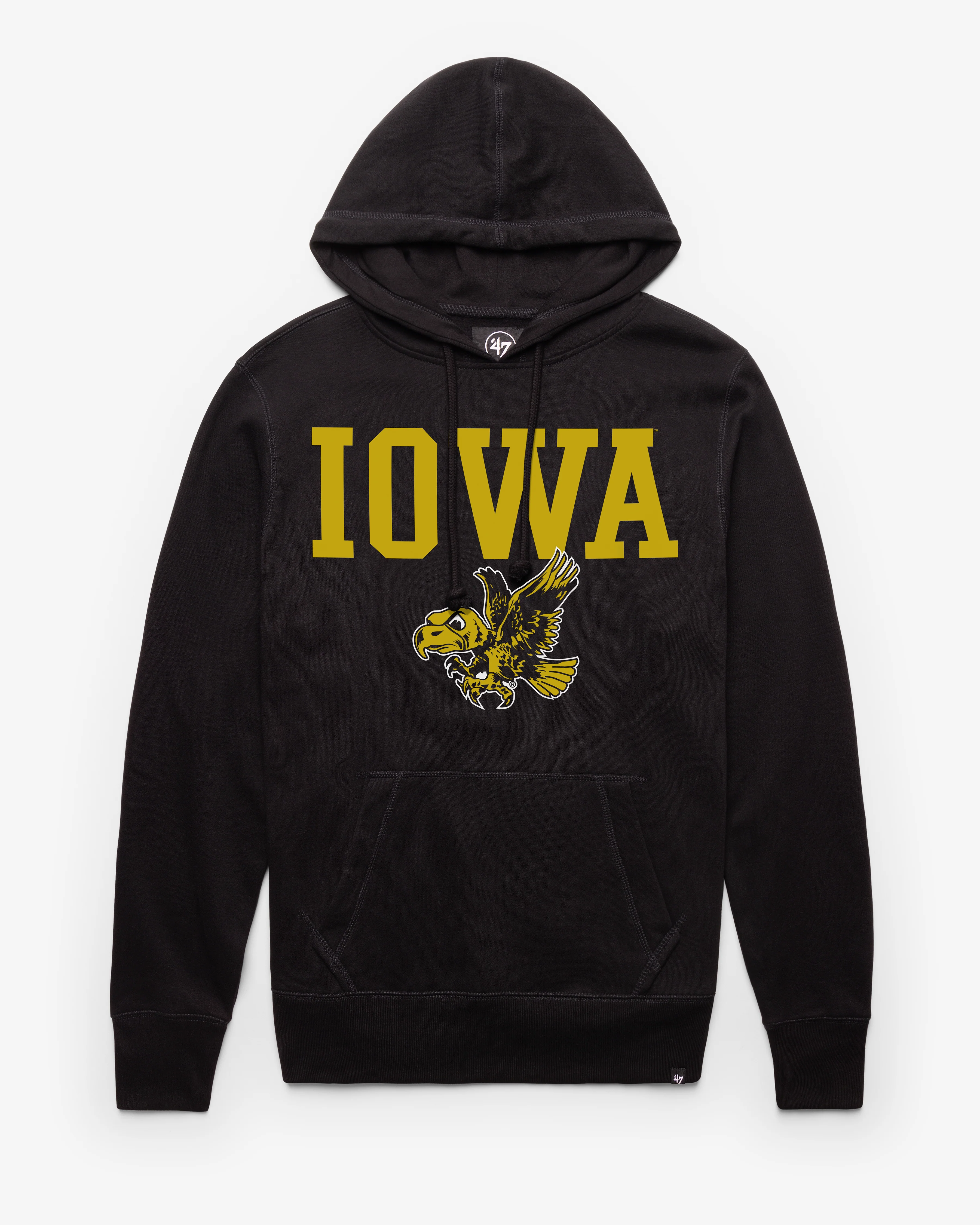 IOWA HAWKEYES VINTAGE STRAIGHT BLOCK '47 HEADLINE HOOD