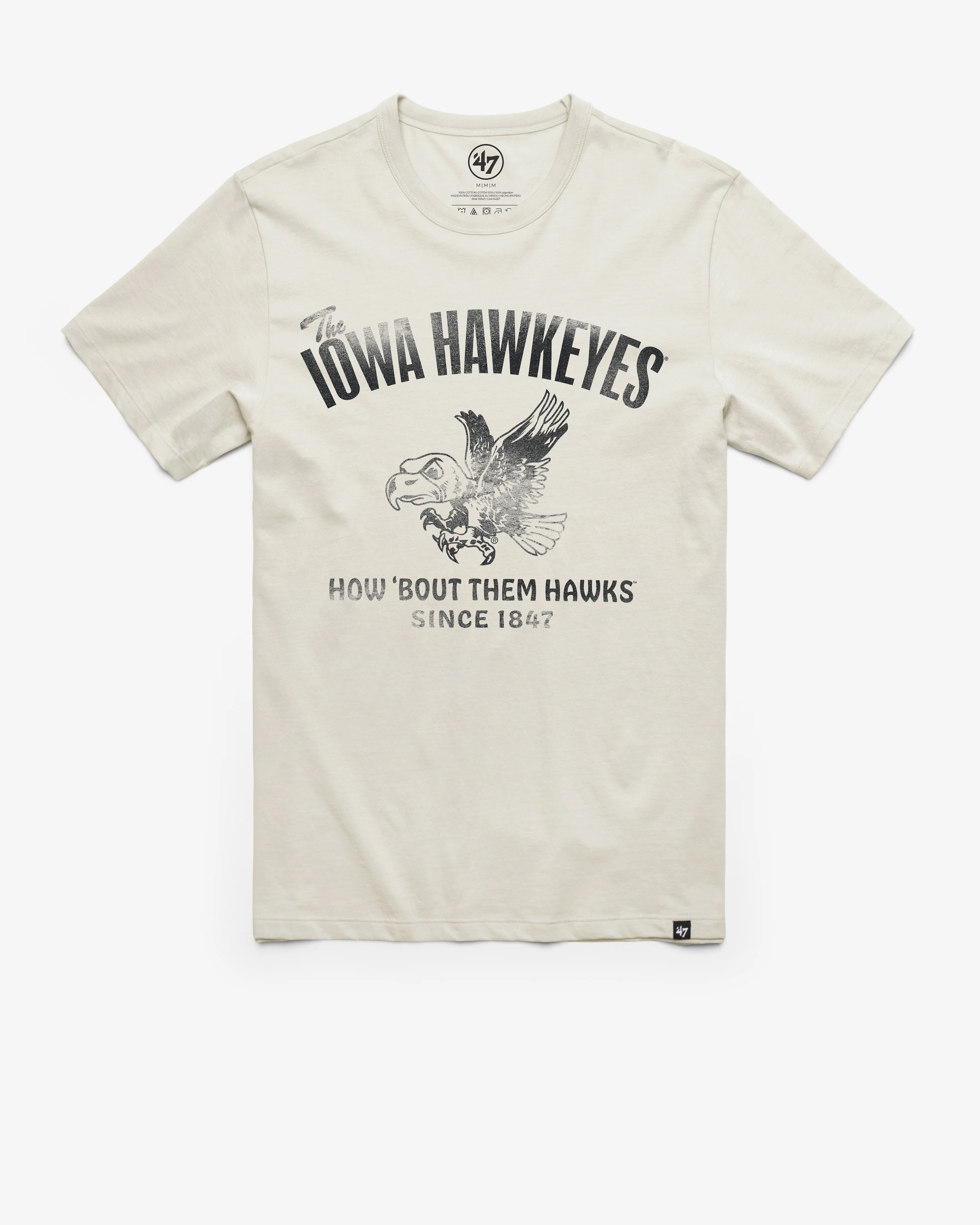 IOWA HAWKEYES VINTAGE WIDE OPEN '47 FRANKLIN TEE