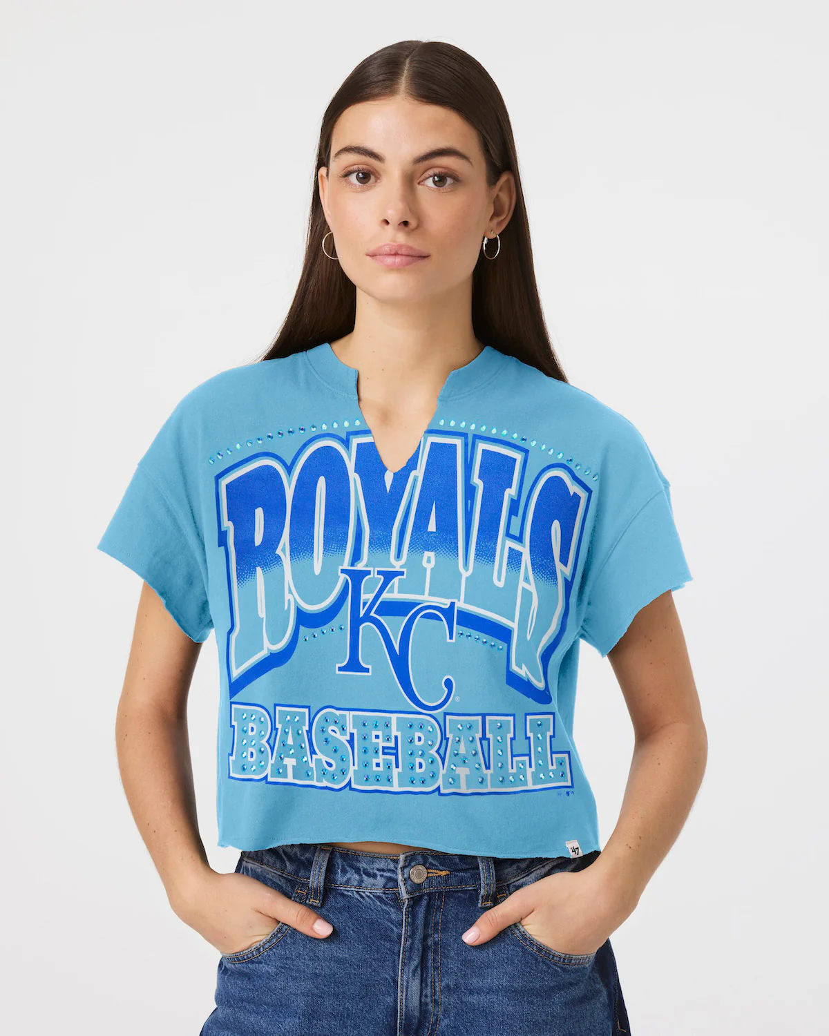 KANSAS CITY ROYALS WIN BIG '47 OVERSIZED NOTCH NECK TEE WOMENS