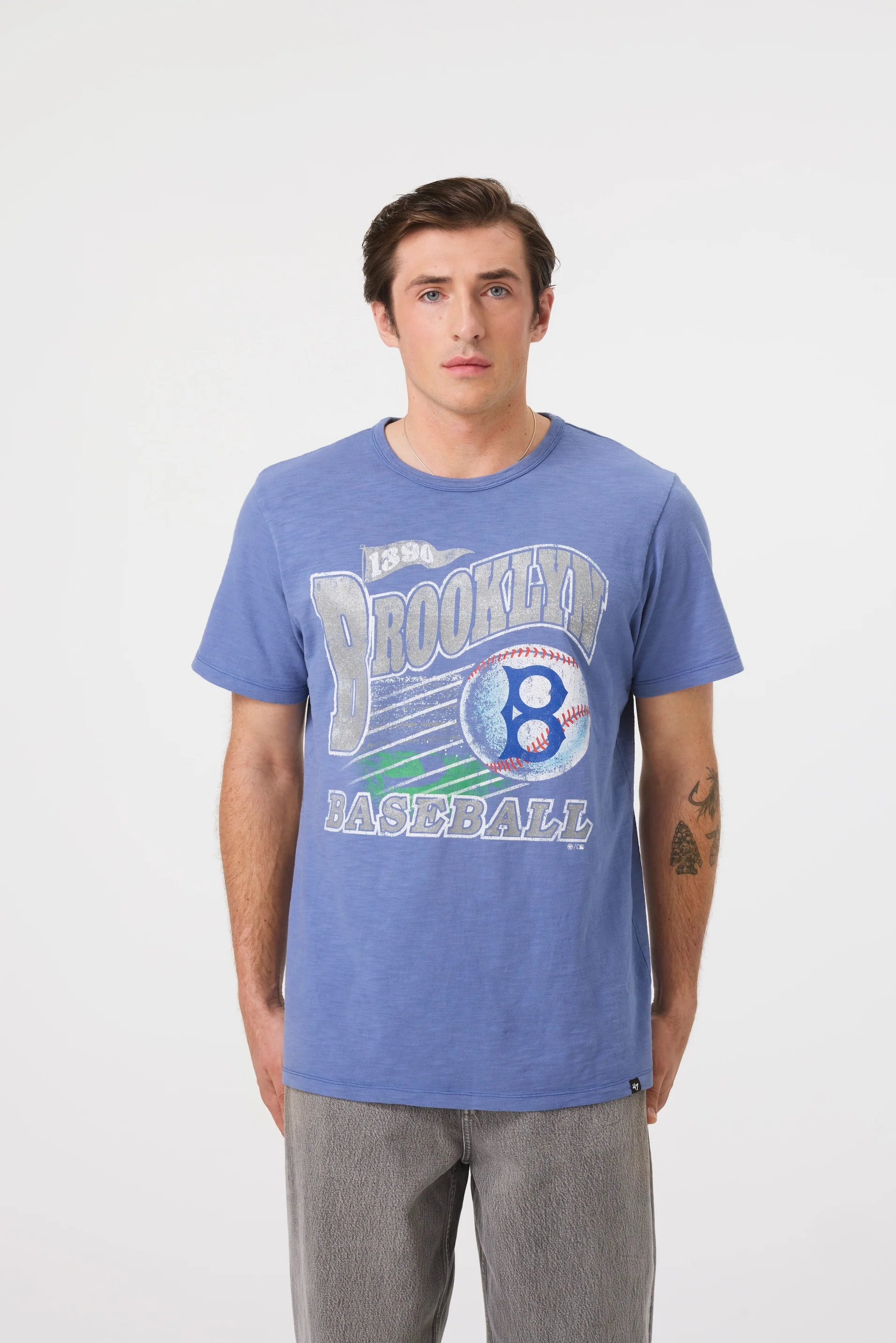 LOS ANGELES DODGERS COOPERSTOWN GAME WORN HEAVY '47 SLUB TEE