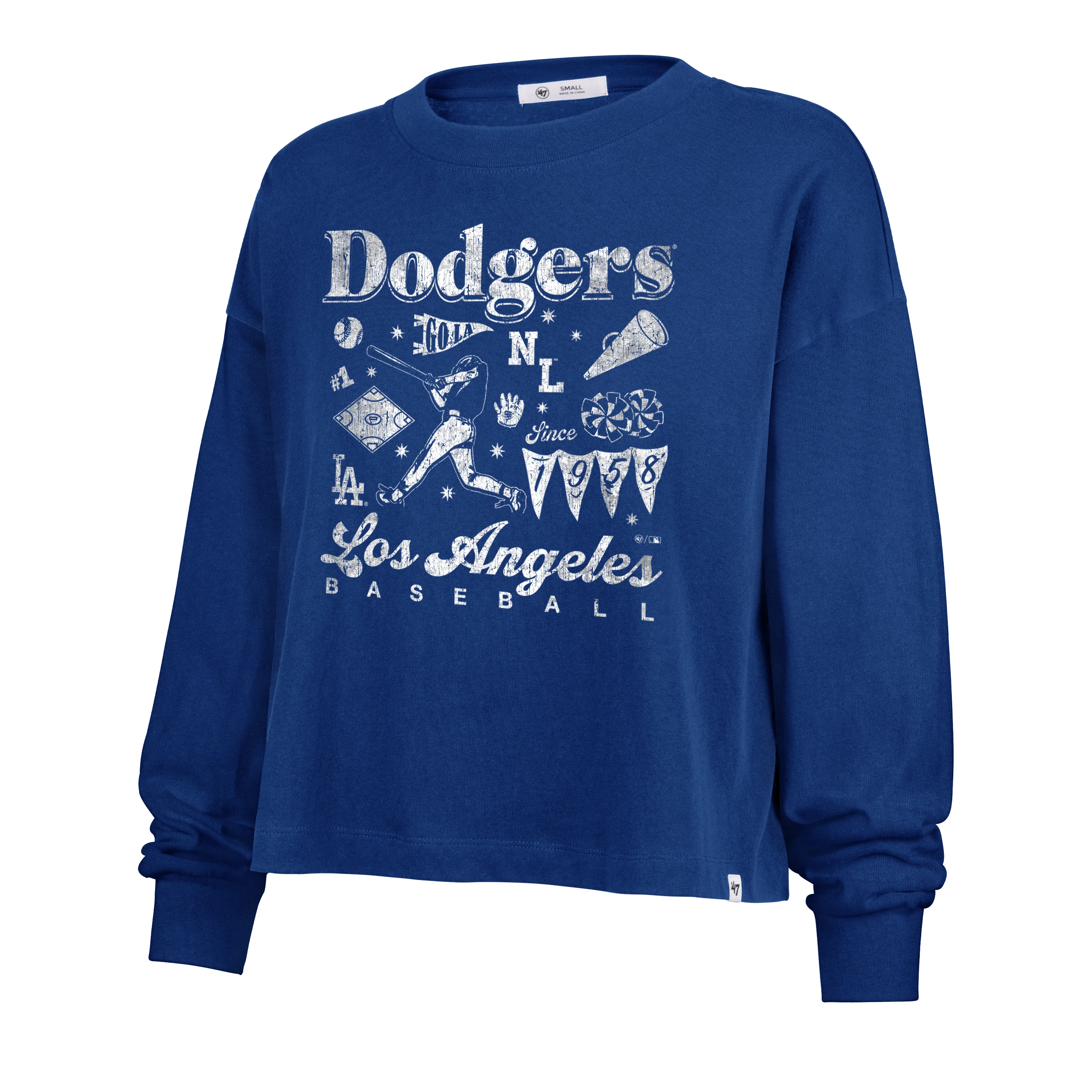 LOS ANGELES DODGERS TEAM COLLAGE '47 SYDNEY LONG SLEEVE TEE WOMENS