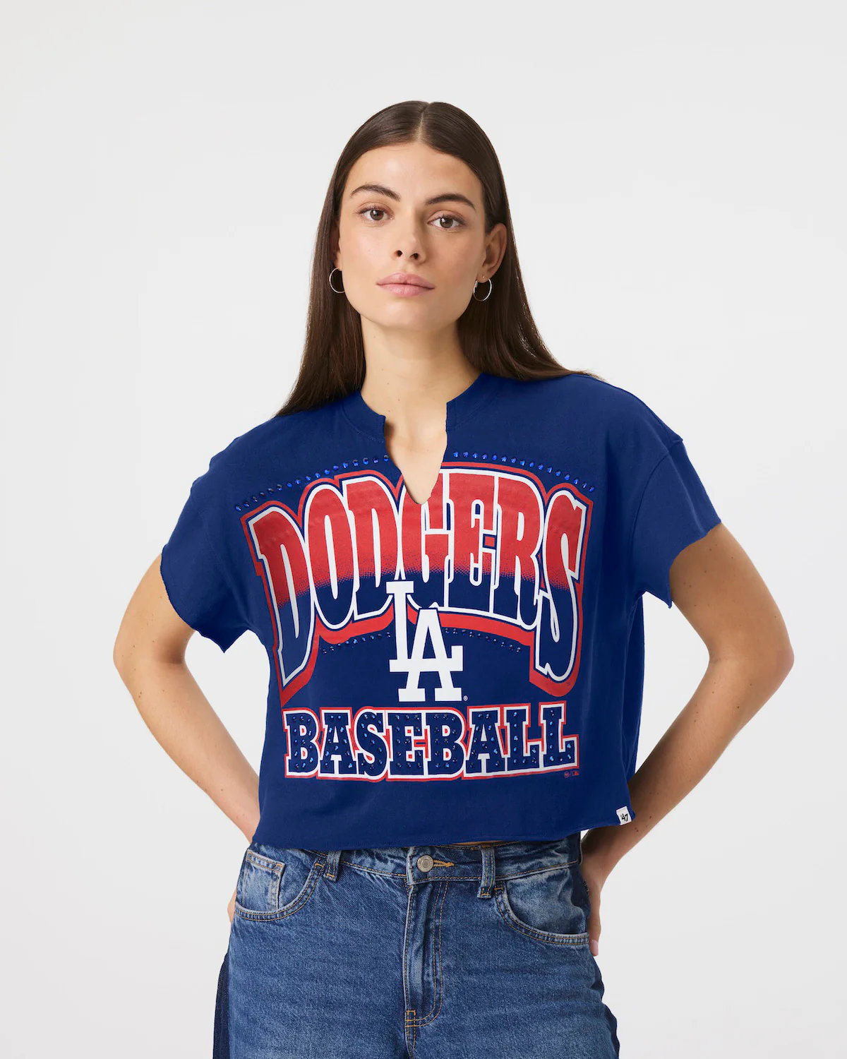 LOS ANGELES DODGERS WIN BIG '47 OVERSIZED NOTCH NECK TEE WOMENS