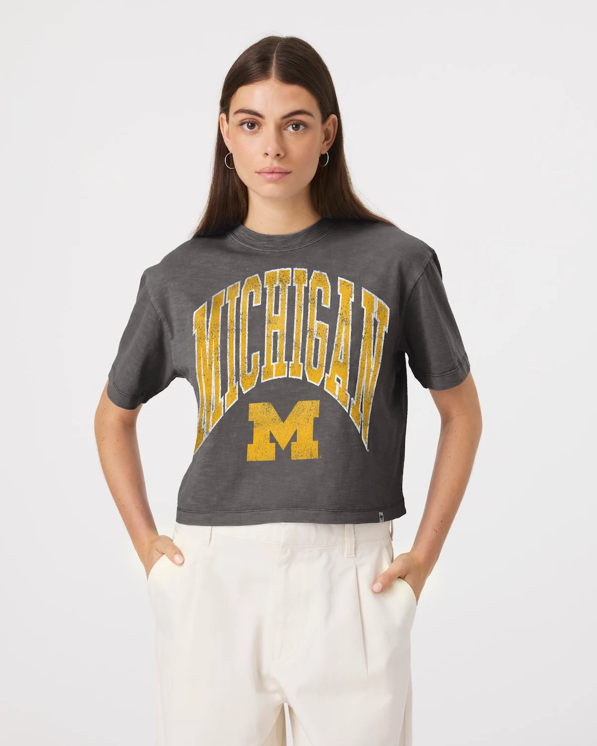 MICHIGAN WOLVERINES MINDI HEAVY '47 SLUB CROP TEE WOMENS
