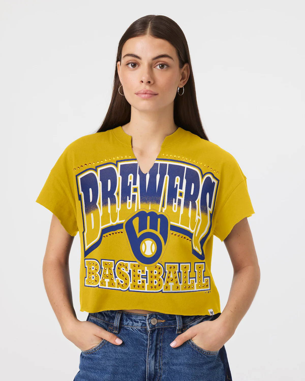 MILWAUKEE BREWERS WIN BIG '47 OVERSIZED NOTCH NECK TEE WOMENS