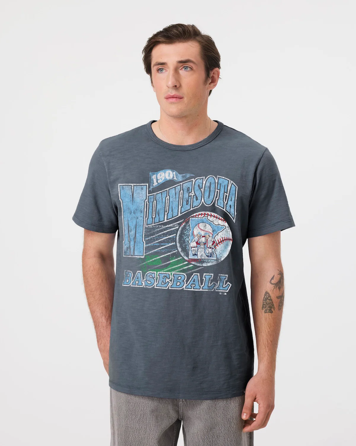 MINNESOTA TWINS COOPERSTOWN GAME WORN HEAVY '47 SLUB TEE