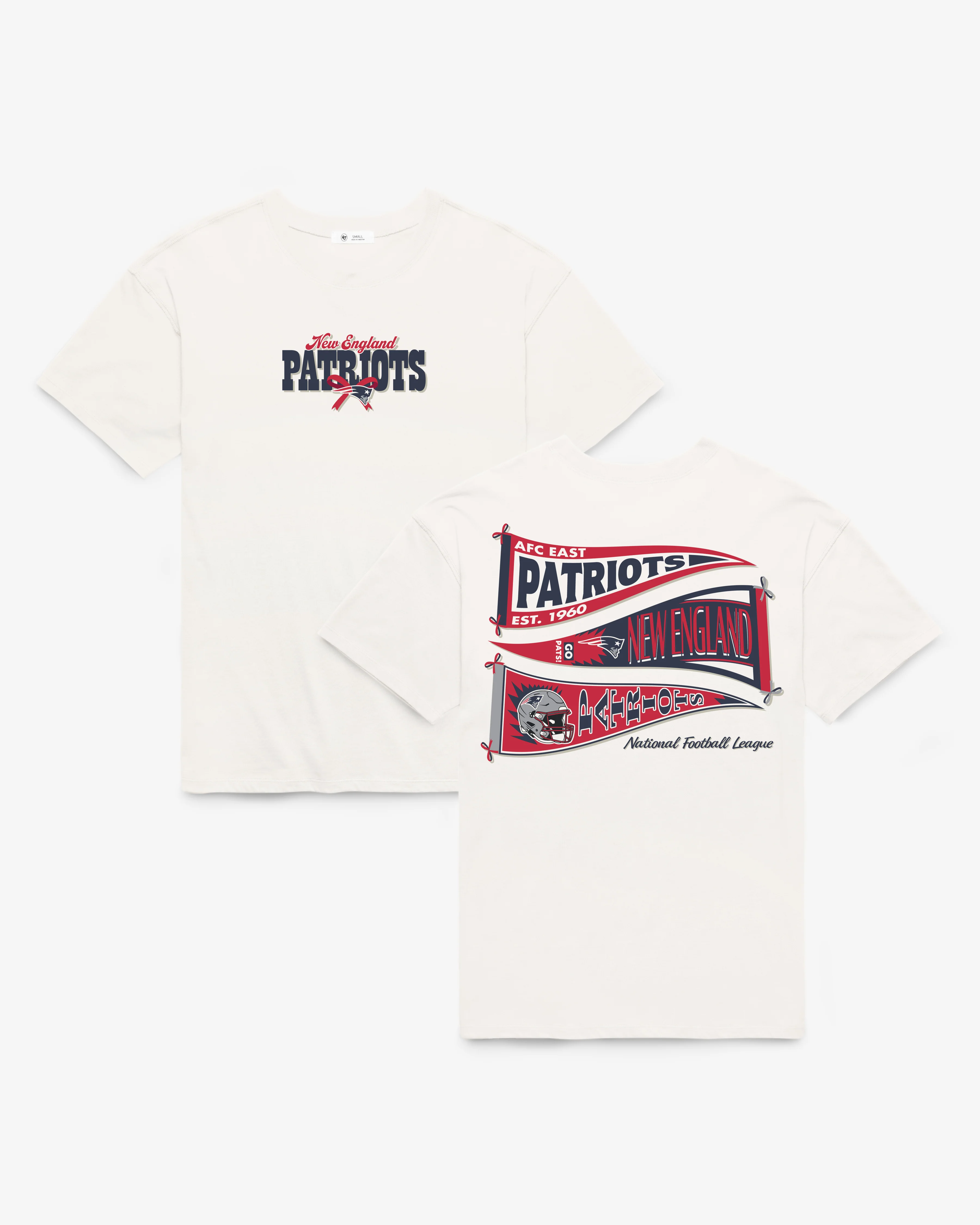 NEW ENGLAND PATRIOTS BOW AND BANNER BACKER '47 SADIE TEE WOMENS