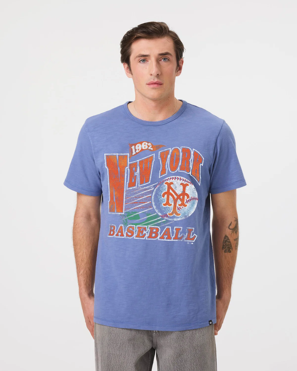 NEW YORK METS COOPERSTOWN GAME WORN HEAVY '47 SLUB TEE
