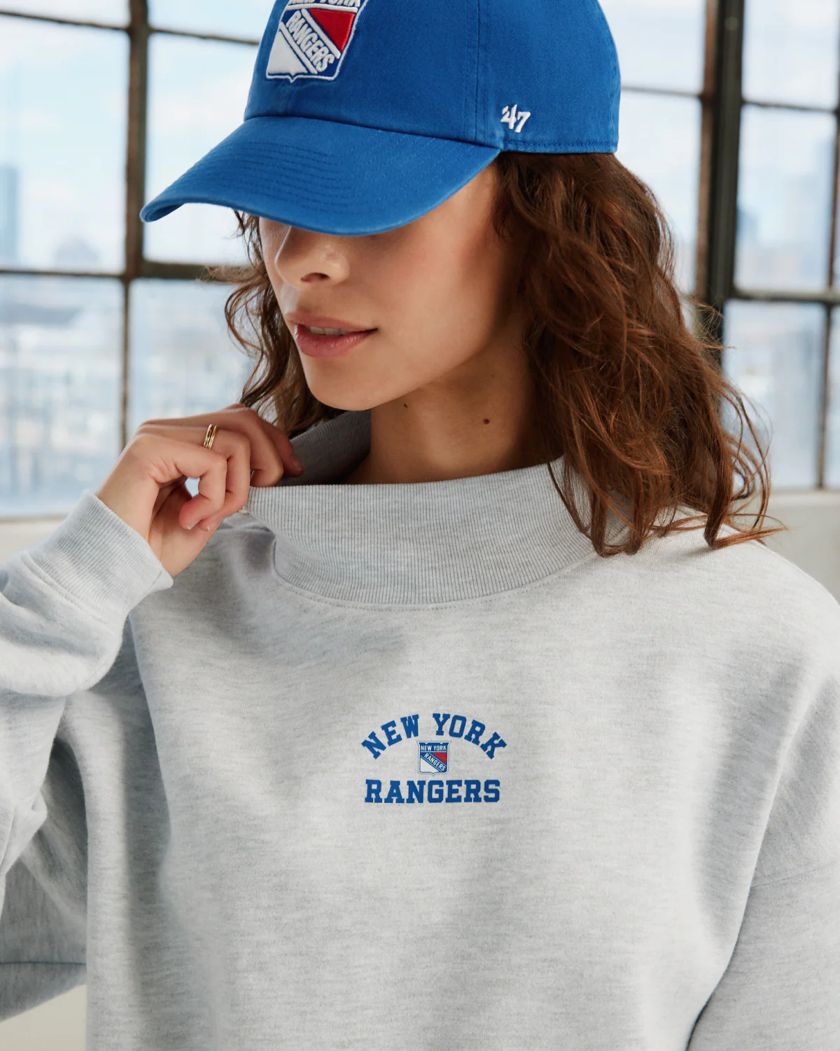 NEW YORK RANGERS SPIRITED '47 MOCK NECK PULLOVER WOMENS - Image 3