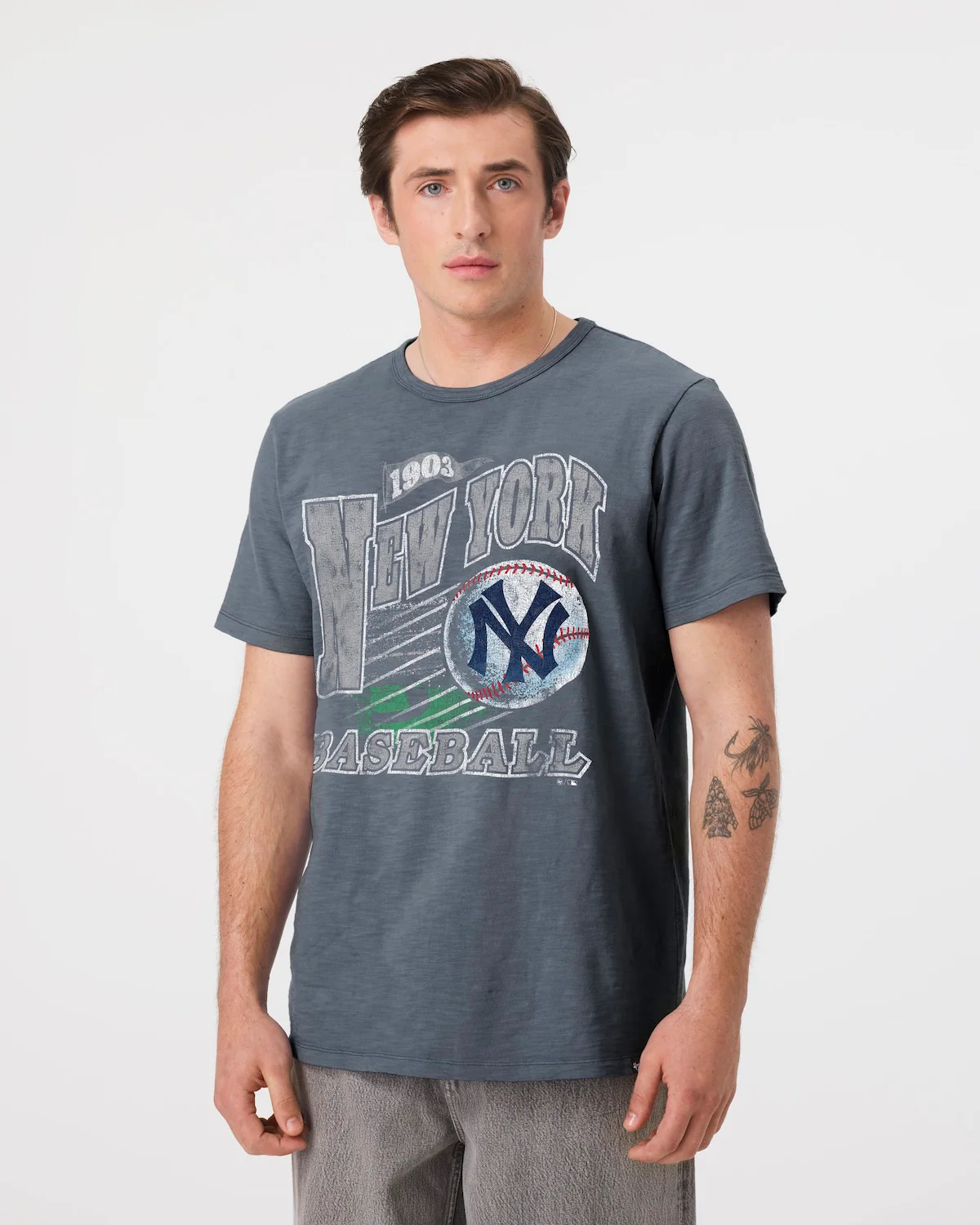 NEW YORK YANKEES COOPERSTOWN GAME WORN HEAVY '47 SLUB TEE
