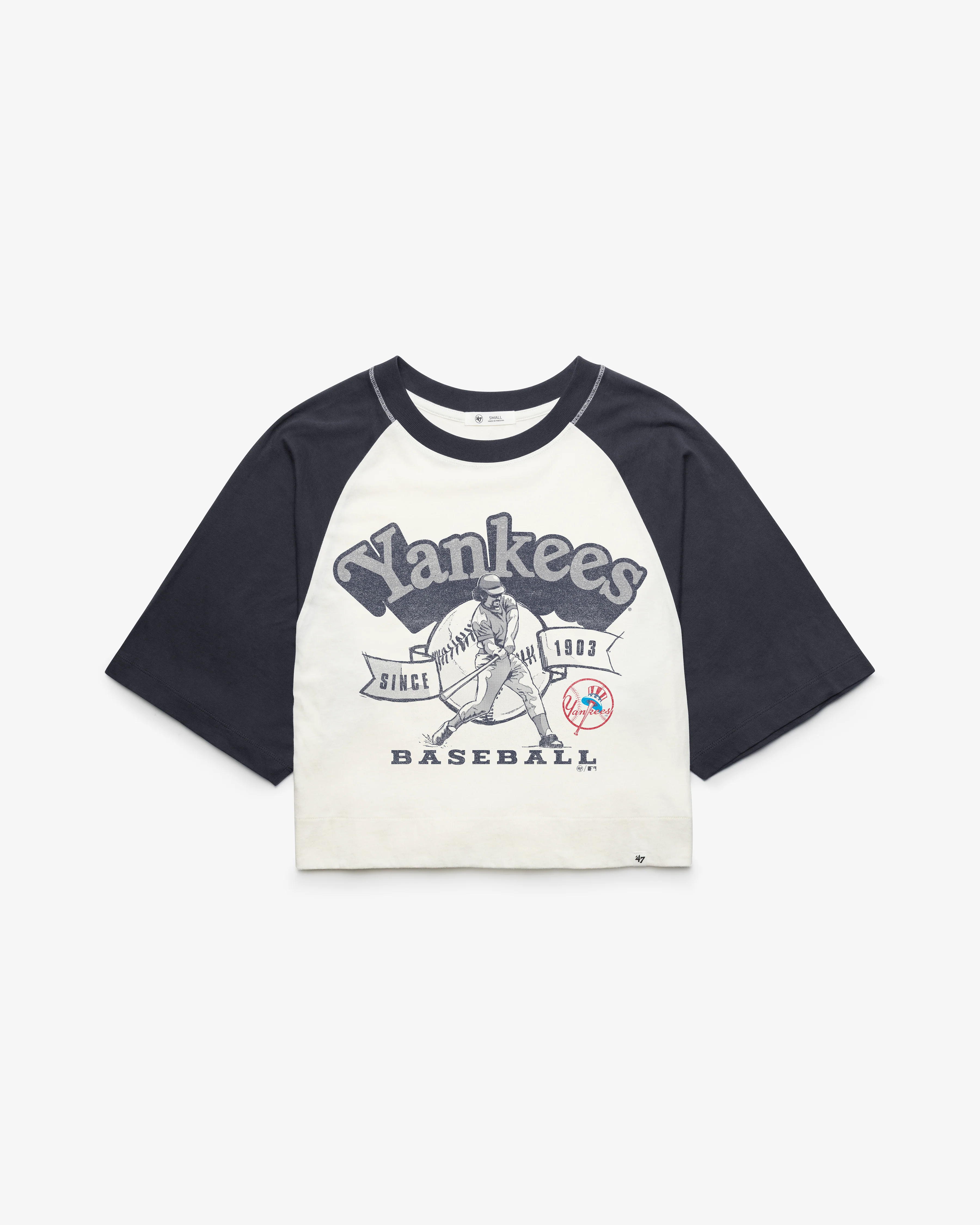 NEW YORK YANKEES COOPERSTOWN INFIELD SHIFT '47 RAGLAN CROP TEE WOMENS