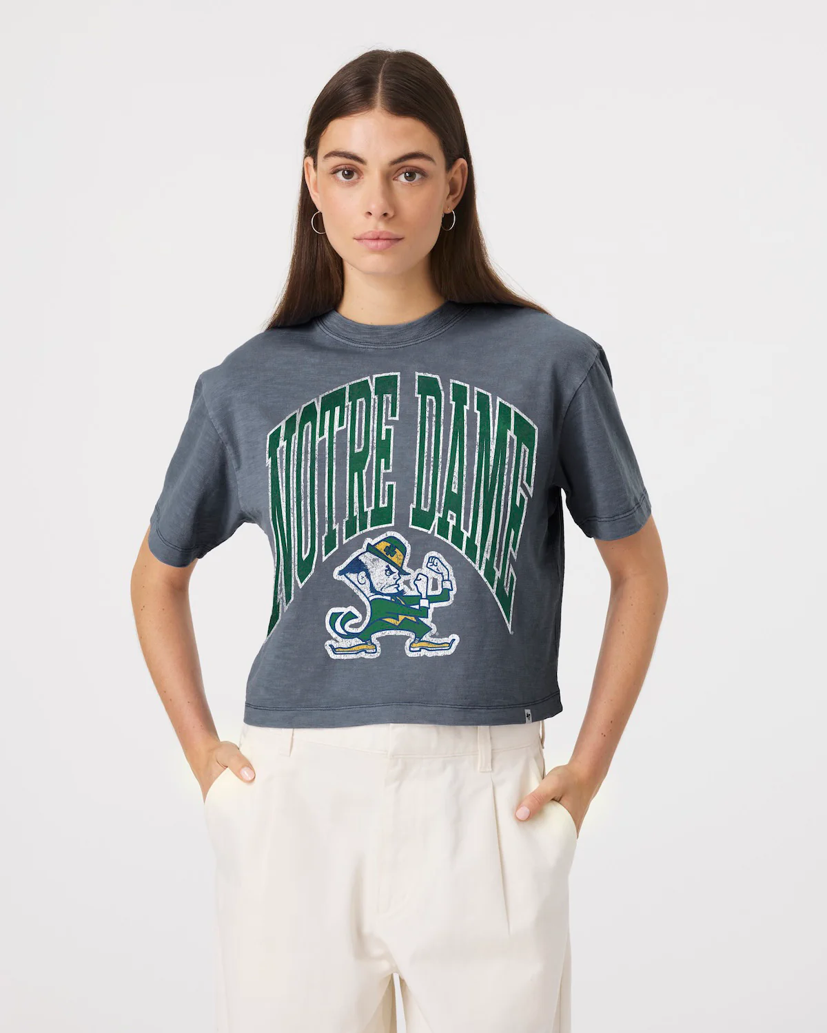 NOTRE DAME FIGHTING IRISH MINDI HEAVY '47 SLUB CROP TEE WOMENS