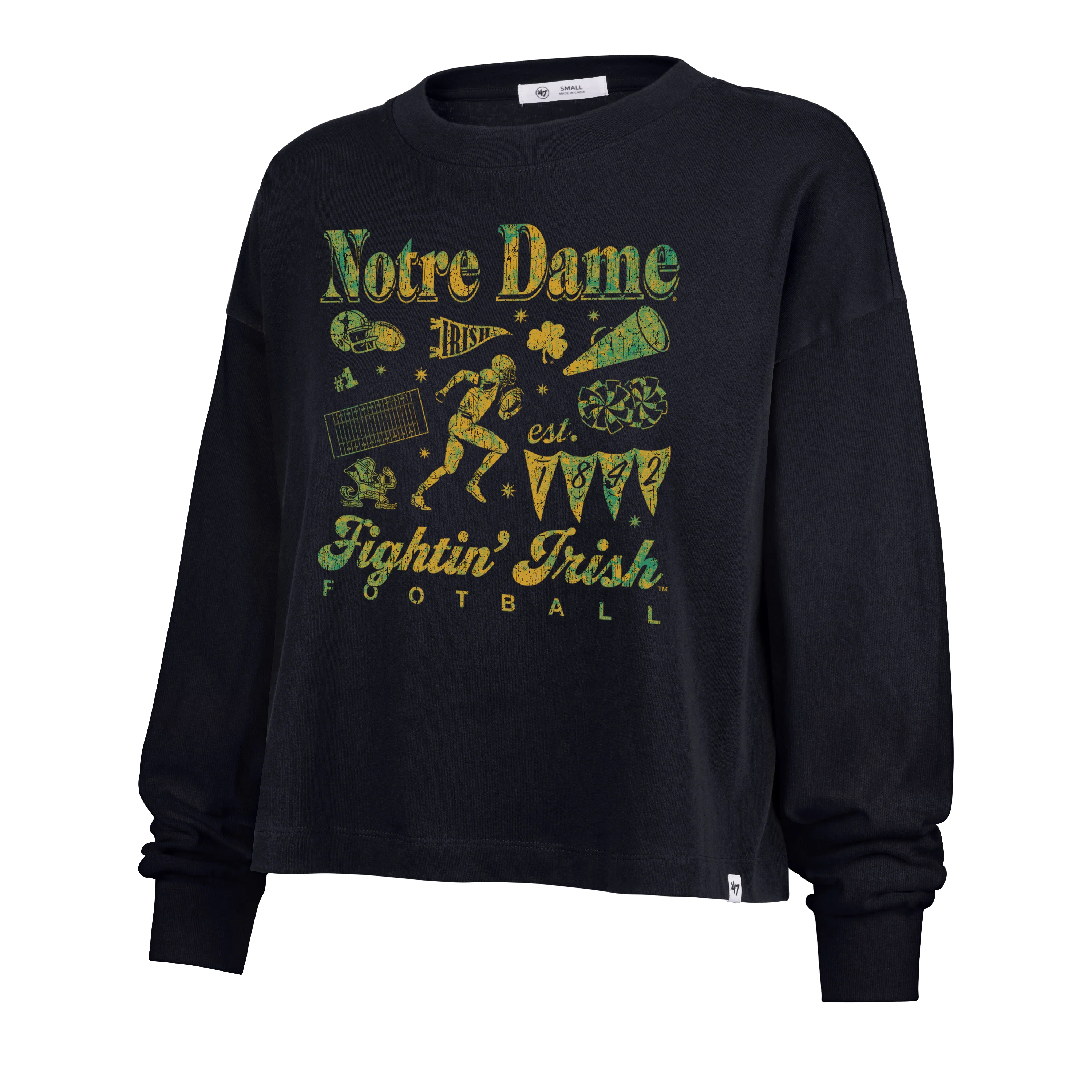 NOTRE DAME FIGHTING IRISH TEAM COLLAGE '47 SYDNEY LONG SLEEVE TEE WOMENS
