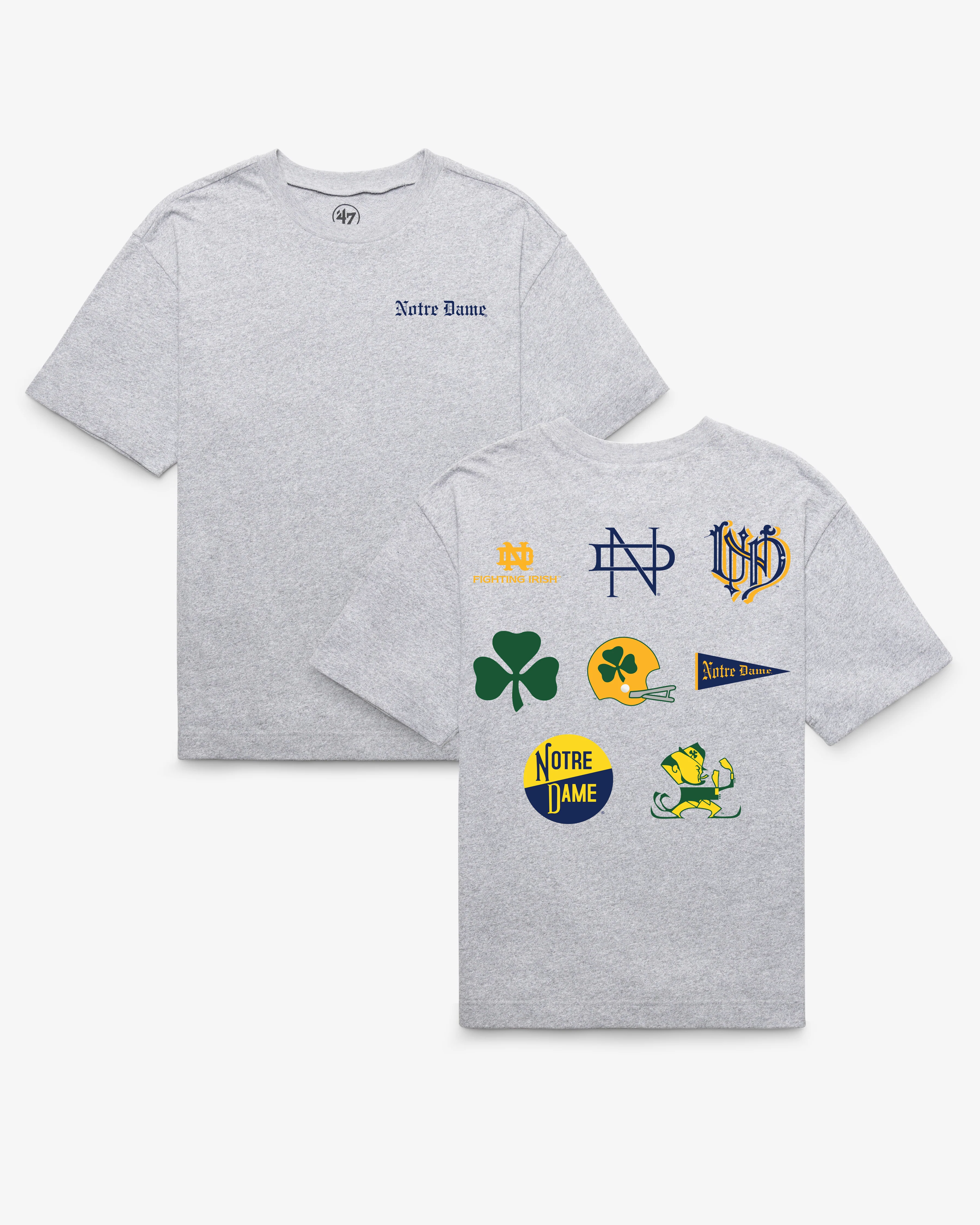 NOTRE DAME FIGHTING IRISH VINTAGE HISTORY LOCK '47 FOUNDATION TEE