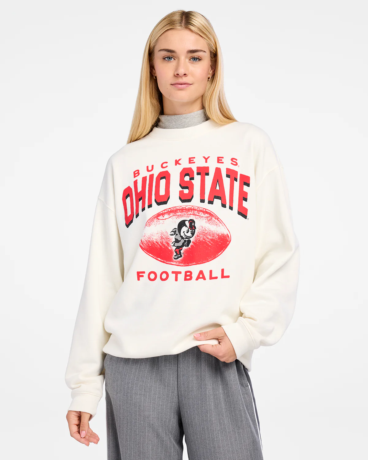 OHIO STATE BUCKEYES VINTAGE ARCH CLOUD '47 OVERSIZED CREW WOMENS