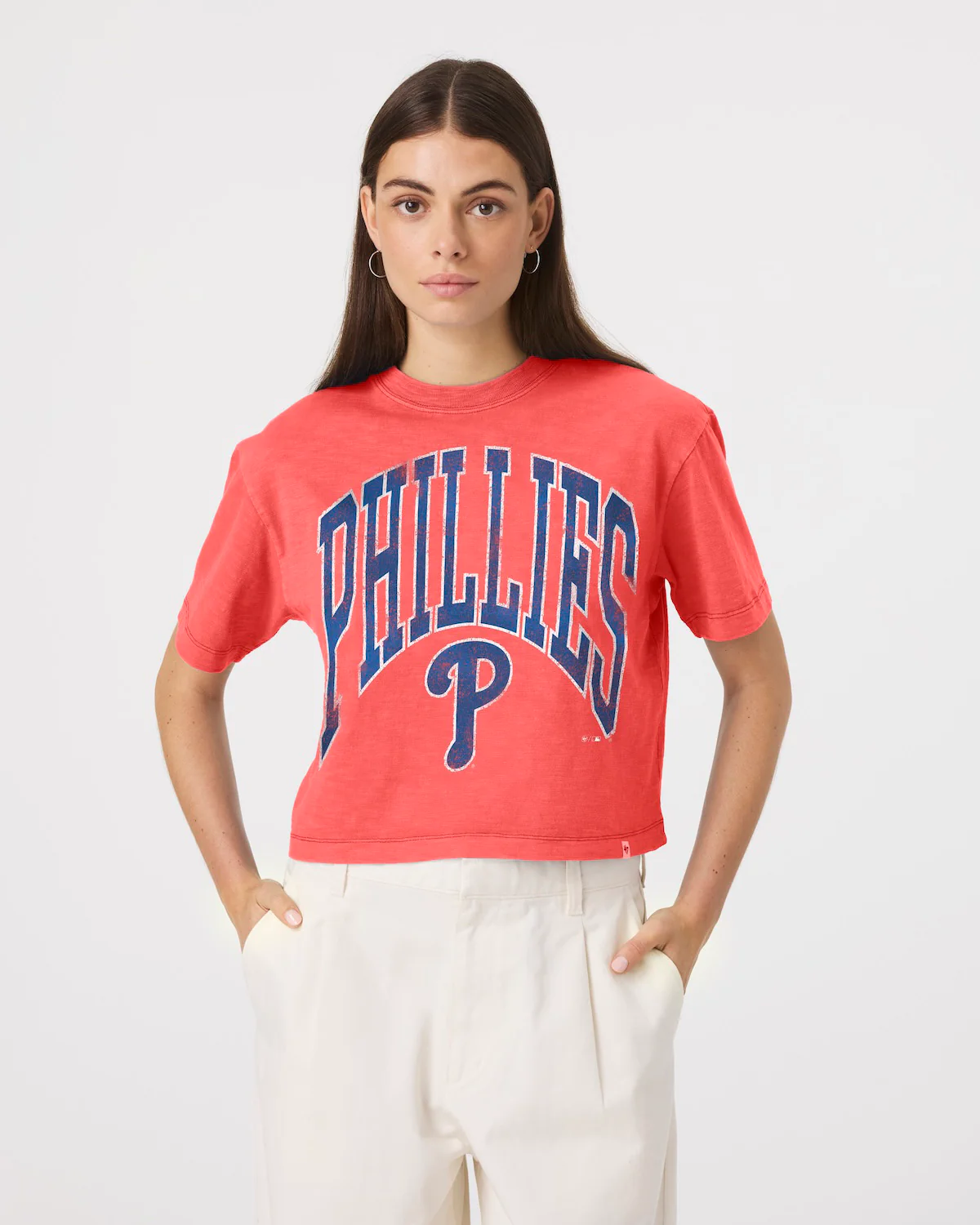 PHILADELPHIA PHILLIES MINDI HEAVY '47 SLUB CROP TEE WOMENS